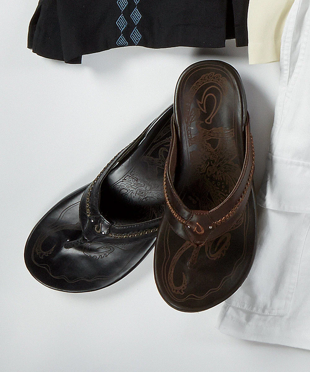 OluKai Mea Ola Leather Flip-Flop Sandals - Image 3
