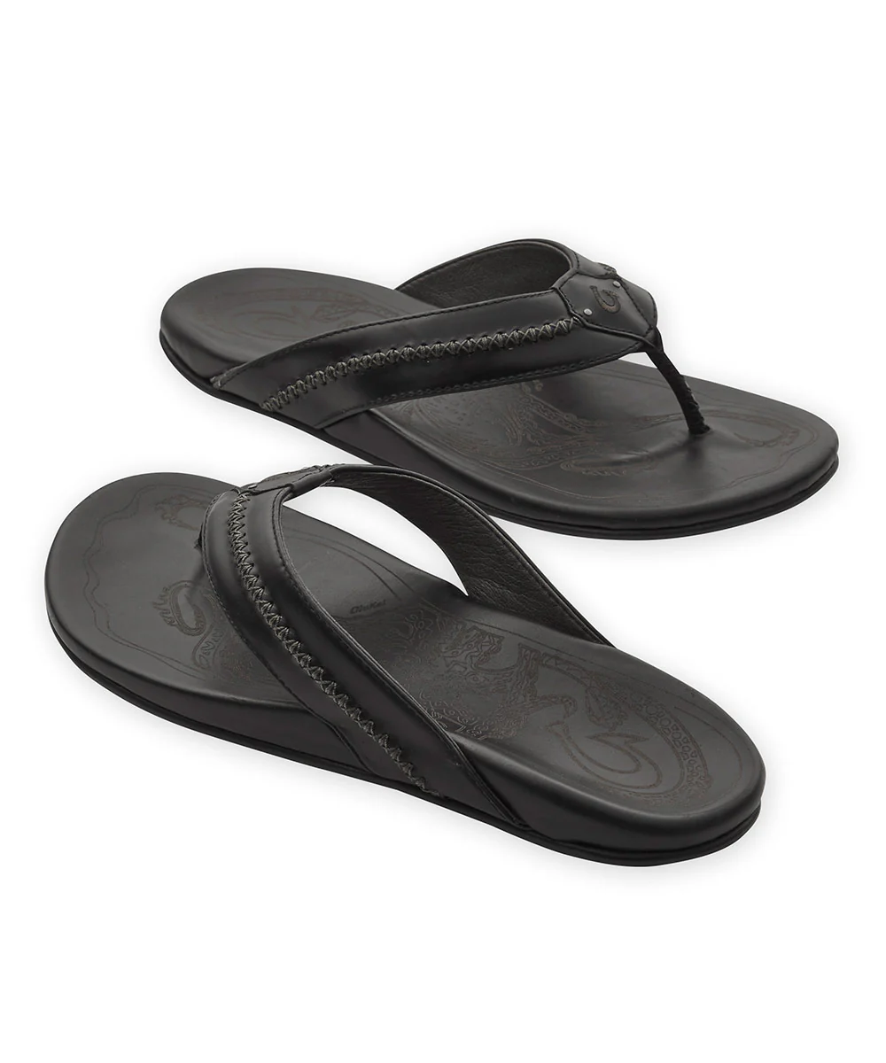OluKai Mea Ola Leather Flip-Flop Sandals - Image 4