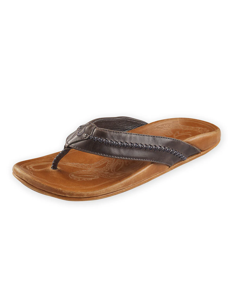 OluKai Mea Ola Leather Flip-Flop Sandals - Image 6
