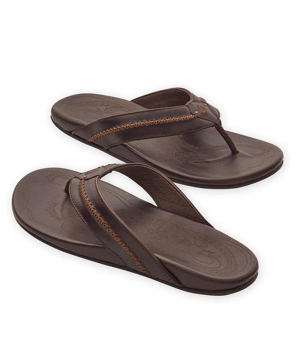 OluKai Mea Ola Leather Flip-Flop Sandals - Image 8