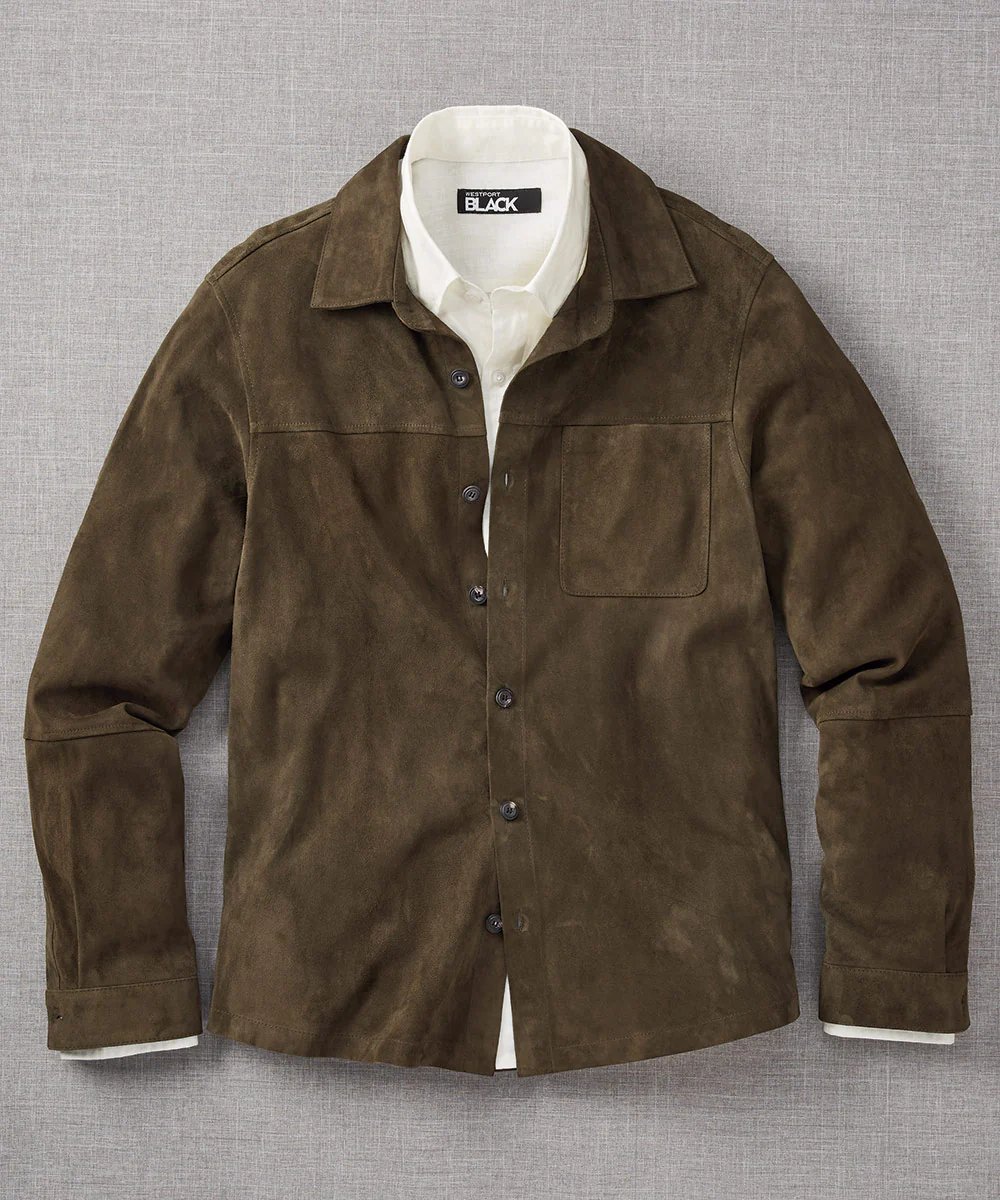 Westport Black Italian Goat Suede Shirt Jacket - Image 27