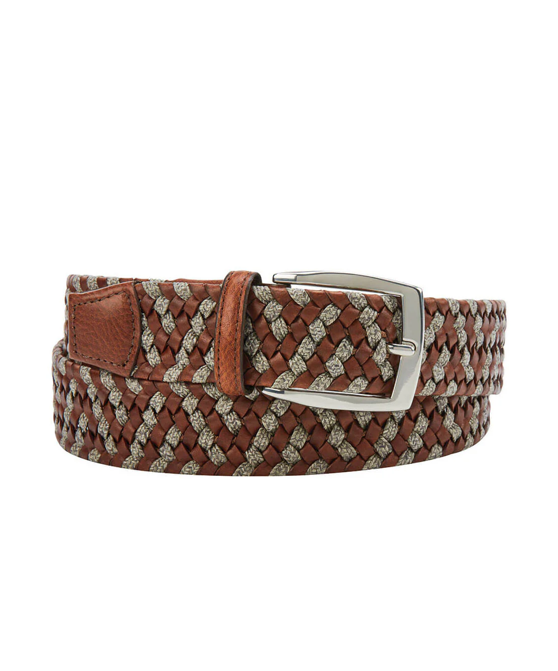 Italian Leather & Linen Elastic Braid Belt - Image 4
