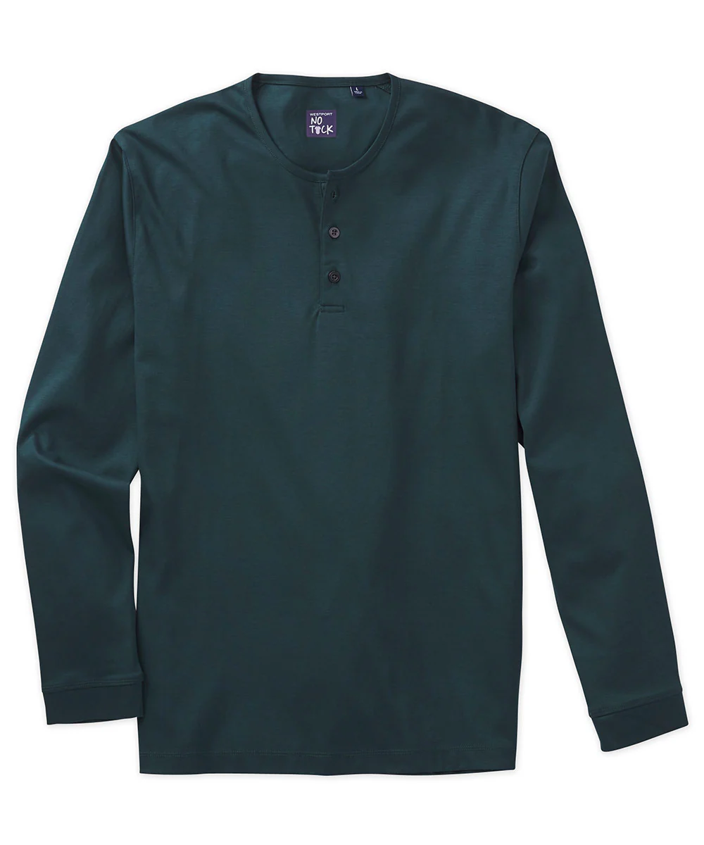 Westport No-Tuck LustreTech Stretch Cotton Long Sleeve Henley Shirt - Image 5
