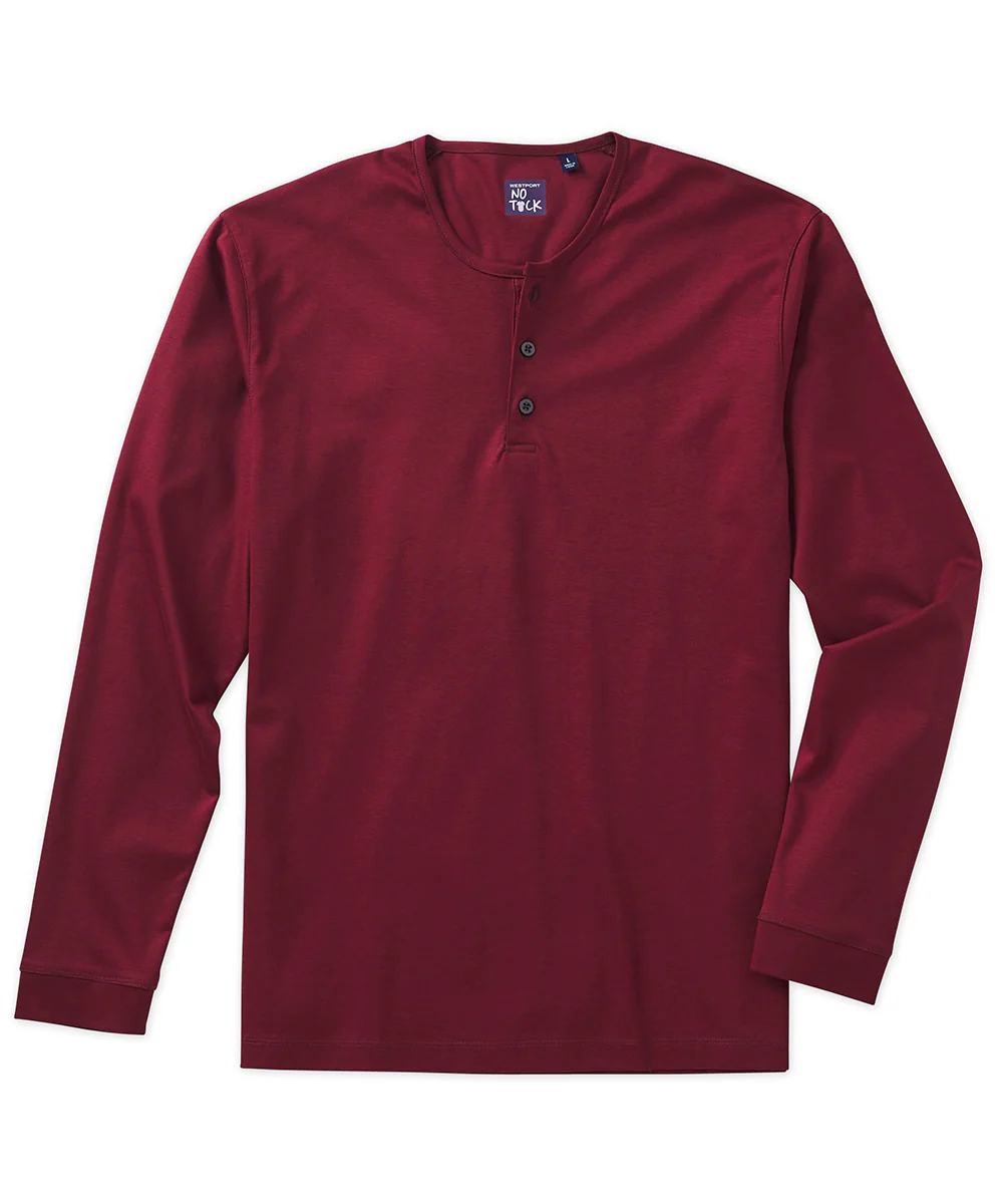 Westport No-Tuck LustreTech Stretch Cotton Long Sleeve Henley Shirt - Image 8