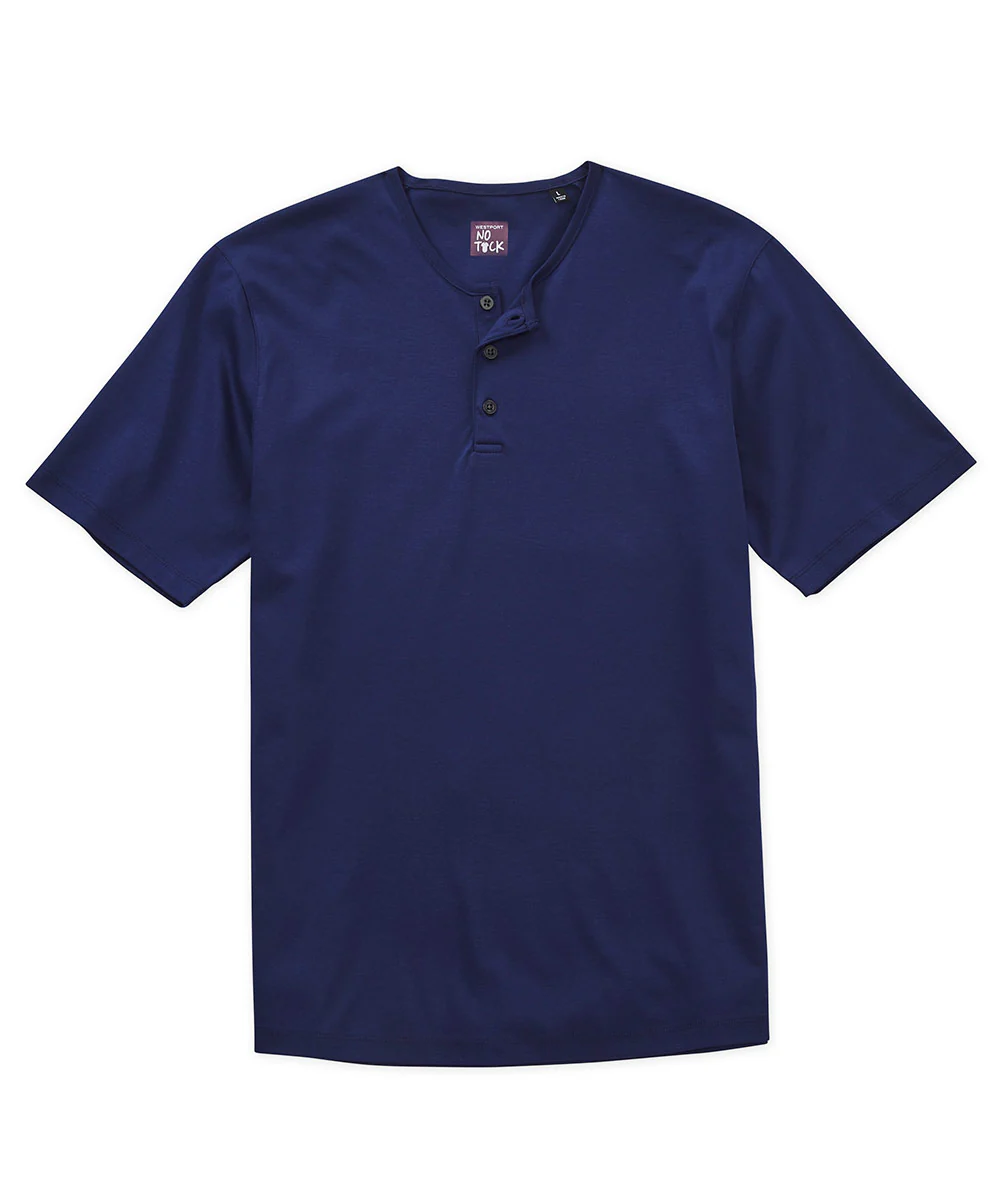 Westport No-Tuck LustreTech Stretch Cotton Short Sleeve Henley Shirt - Image 3