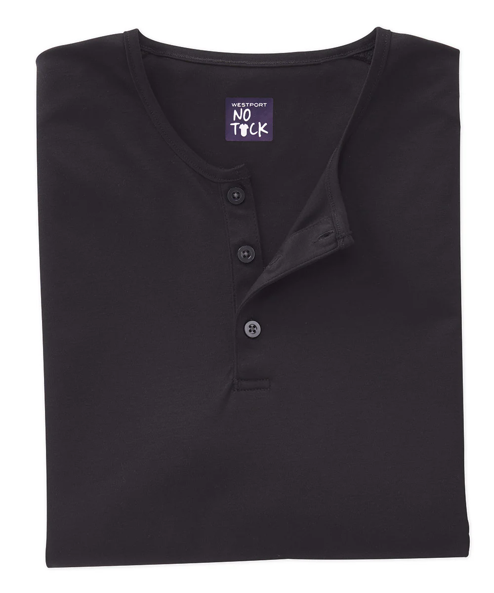 Westport No-Tuck LustreTech Stretch Cotton Short Sleeve Henley Shirt - Image 5