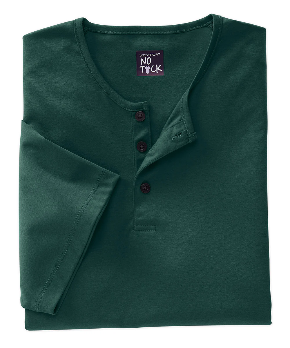 Westport No-Tuck LustreTech Stretch Cotton Short Sleeve Henley Shirt - Image 7