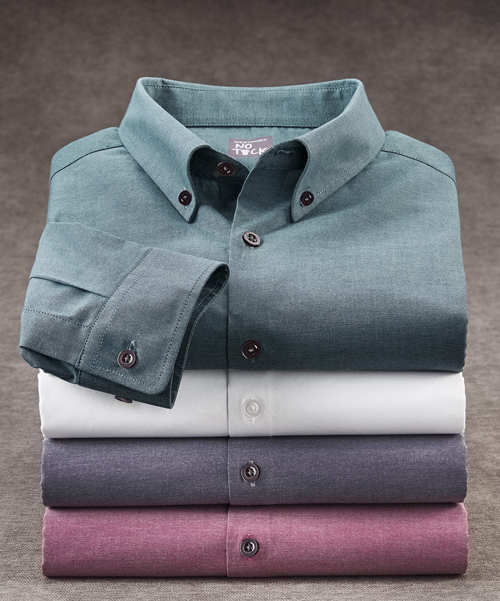 Westport No-Tuck Long Sleeve Stretch-Cotton Oxford Sport Shirt - Image 3