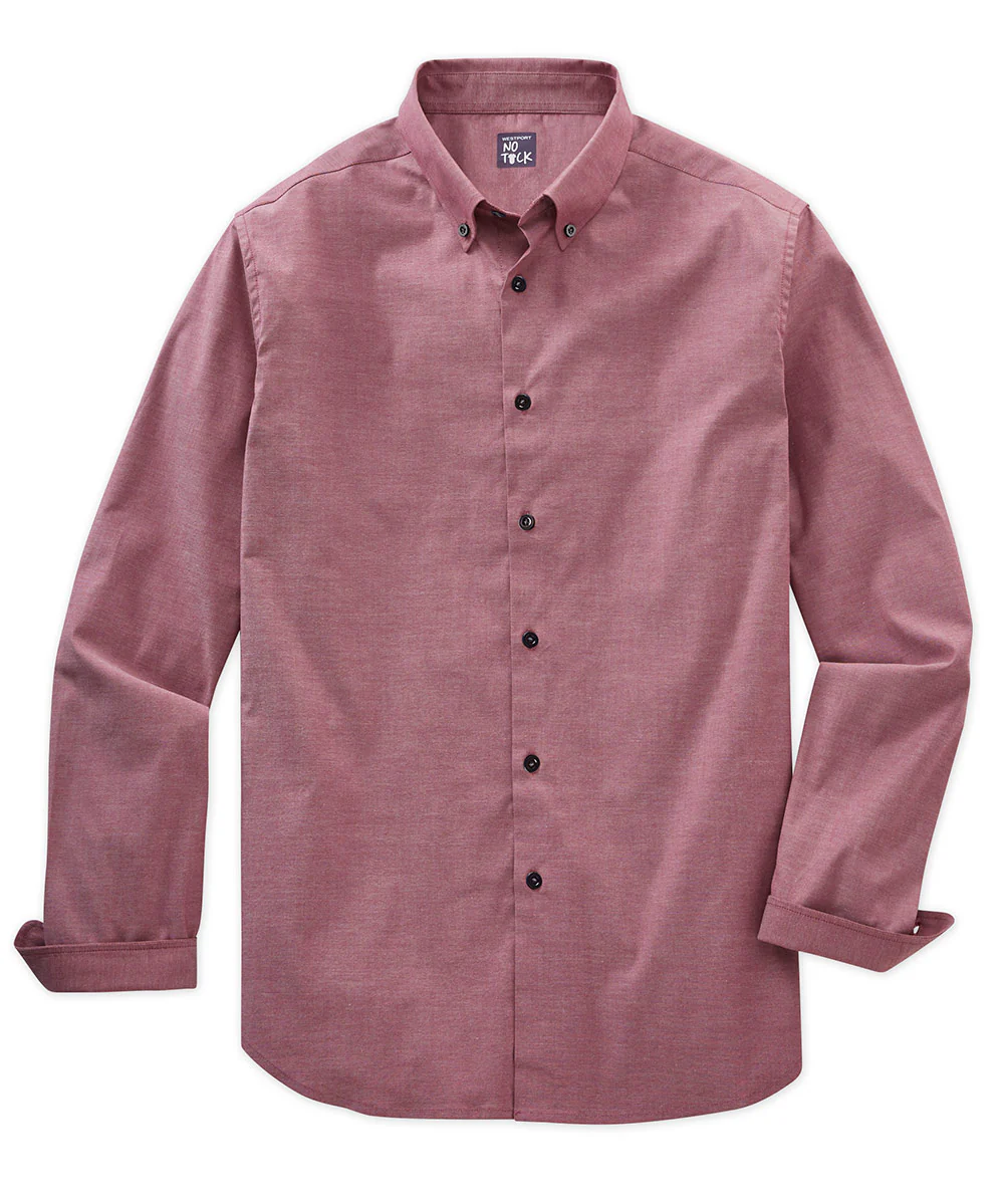 Westport No-Tuck Long Sleeve Stretch-Cotton Oxford Sport Shirt - Image 5