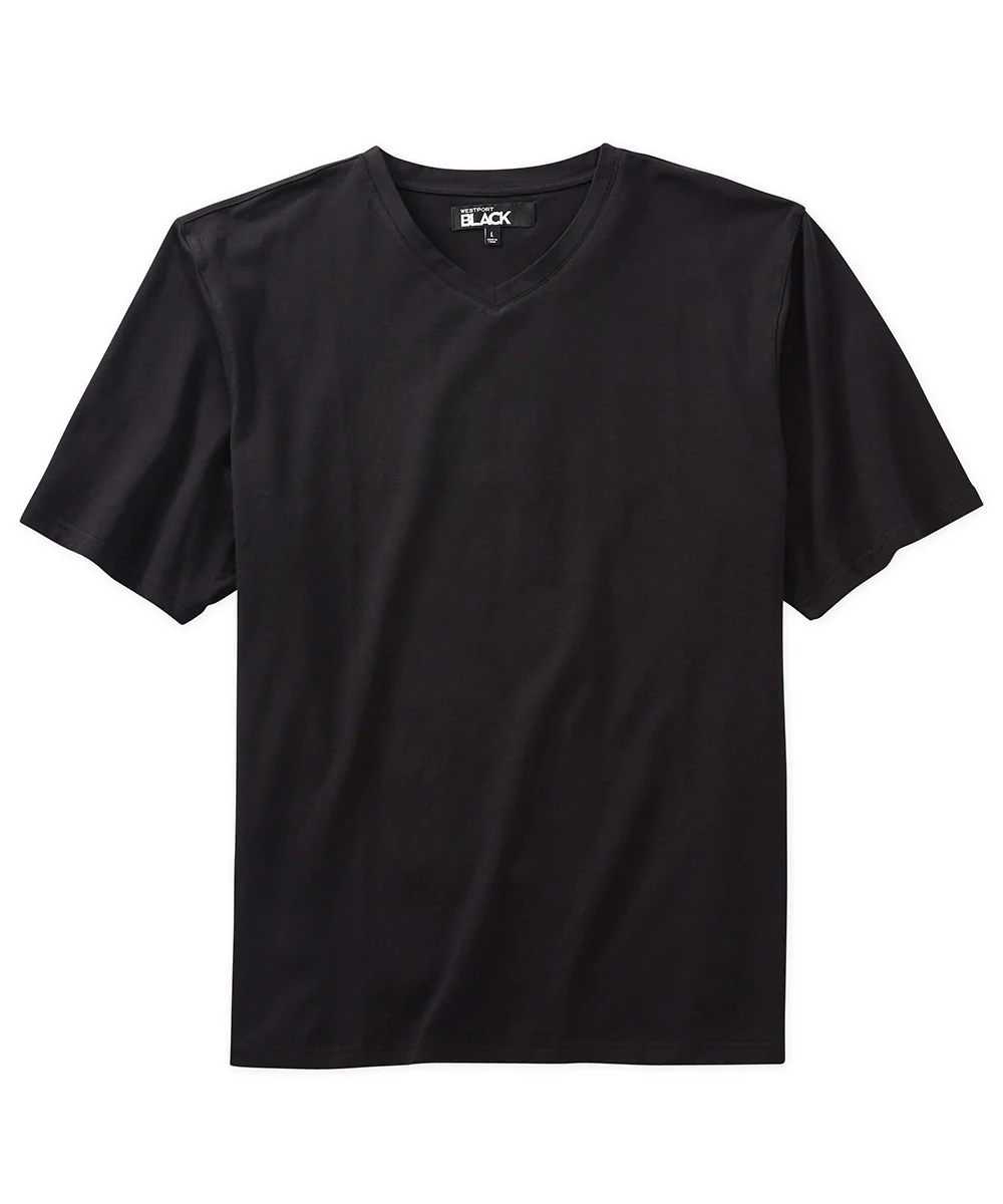 Westport Black Short Sleeve Pima Stretch Solid V-Neck Tee - Image 3