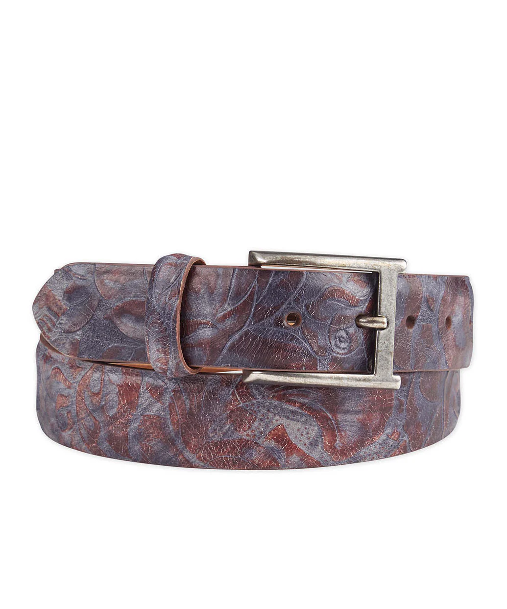 Westport Black Two-Tone Tooled Calfskin Belt - Image 3