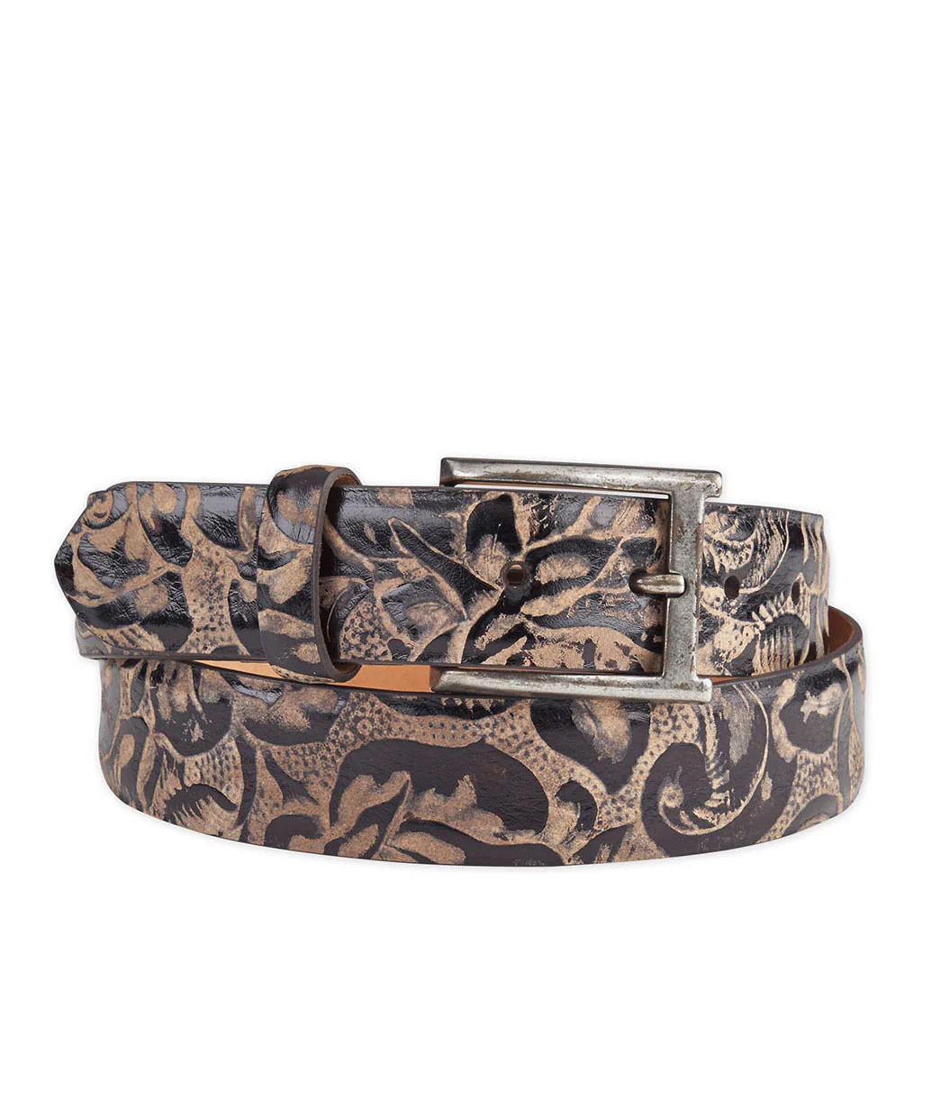 Westport Black Two-Tone Tooled Calfskin Belt - Image 4