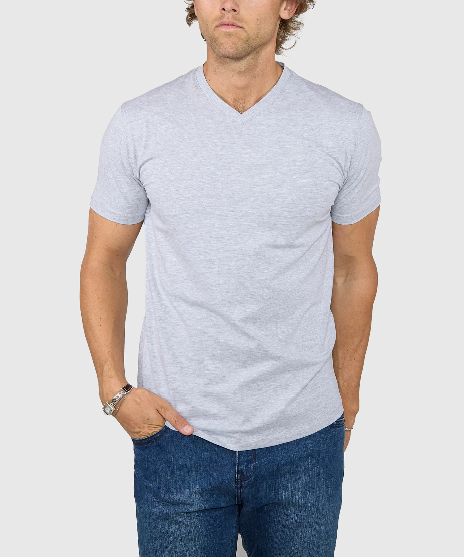 Westport No-Tuck Stretch V-neck Tee Shirt - Image 20