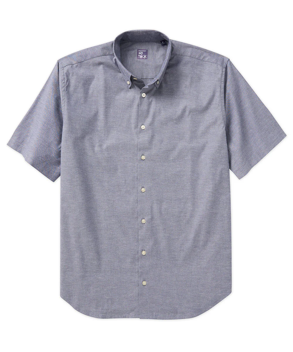Westport No-Tuck Short Sleeve Stretch-Cotton Oxford Sport Shirt - Image 4
