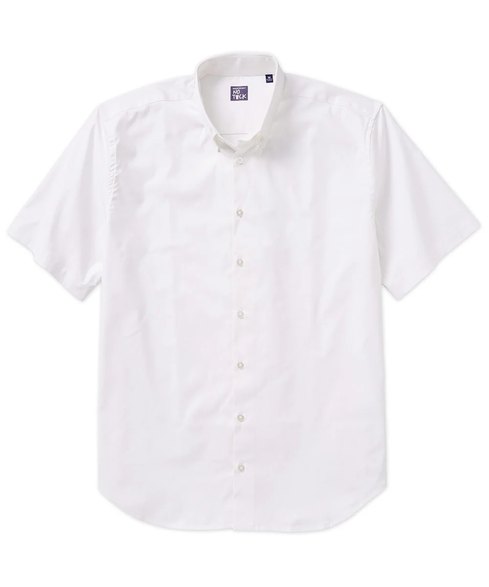Westport No-Tuck Short Sleeve Stretch-Cotton Oxford Sport Shirt - Image 5