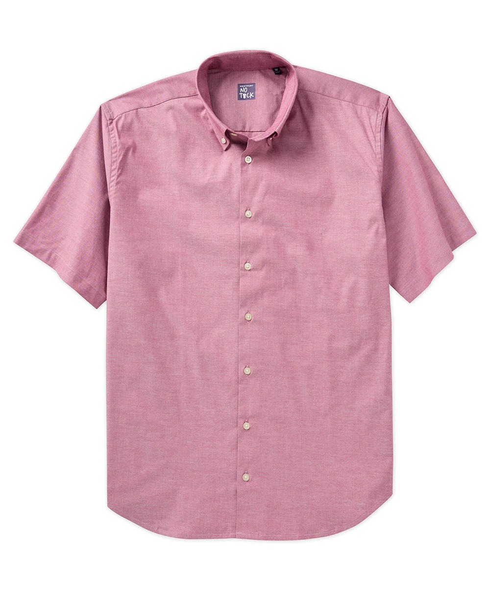 Westport No-Tuck Short Sleeve Stretch-Cotton Oxford Sport Shirt - Image 6