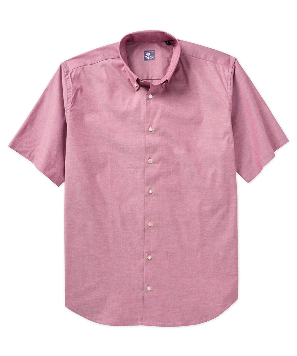 Westport No-Tuck Short Sleeve Stretch-Cotton Oxford Sport Shirt - Image 8