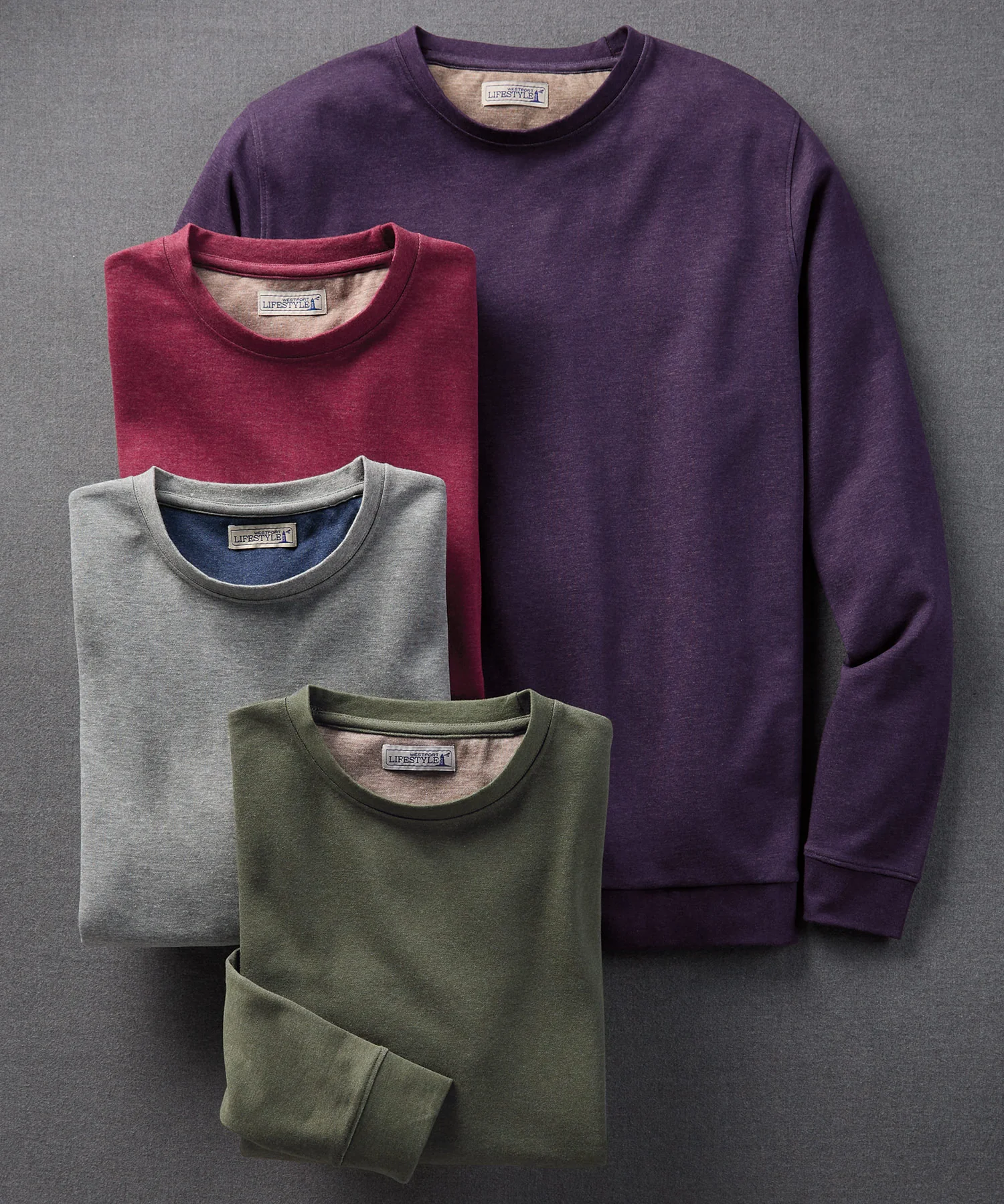 Westport Lifestyle Melange Interlock Pullover Crew - Image 3