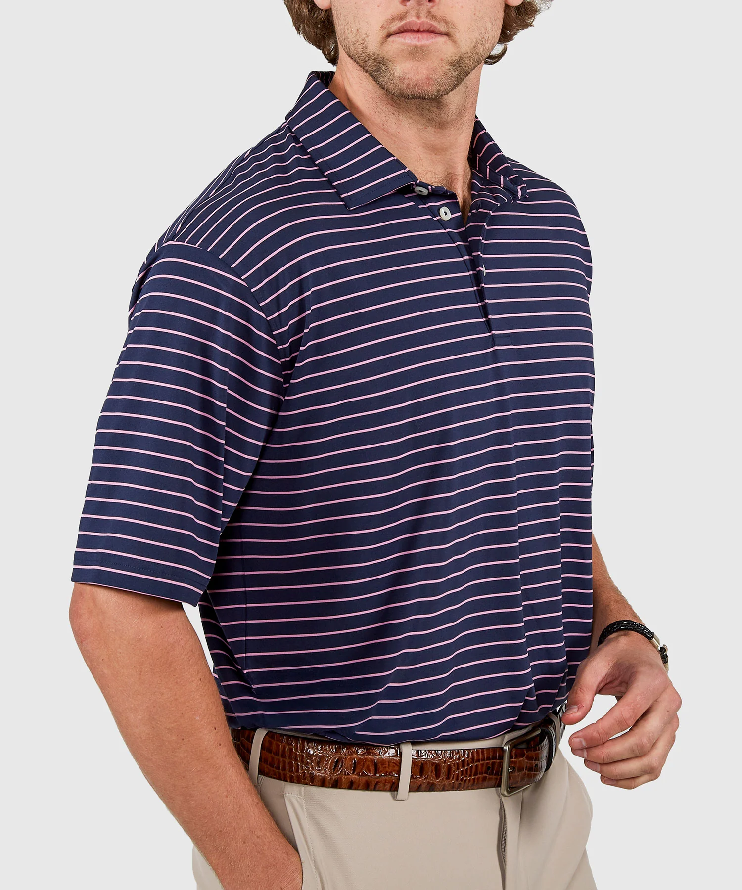 Westport Lifestyle Short Sleeve Stripe Polo Knit Shirt - Image 10