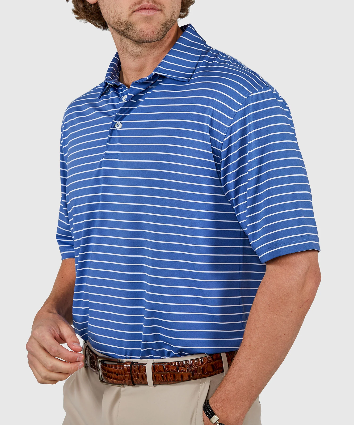 Westport Lifestyle Short Sleeve Stripe Polo Knit Shirt - Image 20
