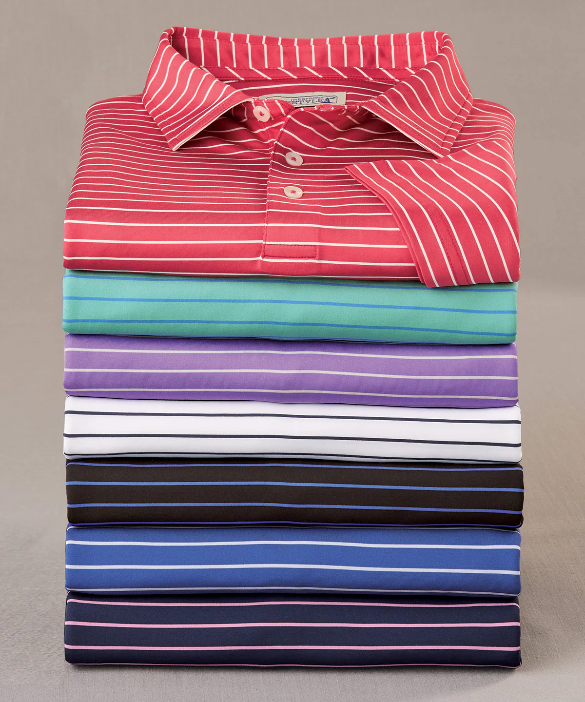 Westport Lifestyle Short Sleeve Stripe Polo Knit Shirt - Image 3