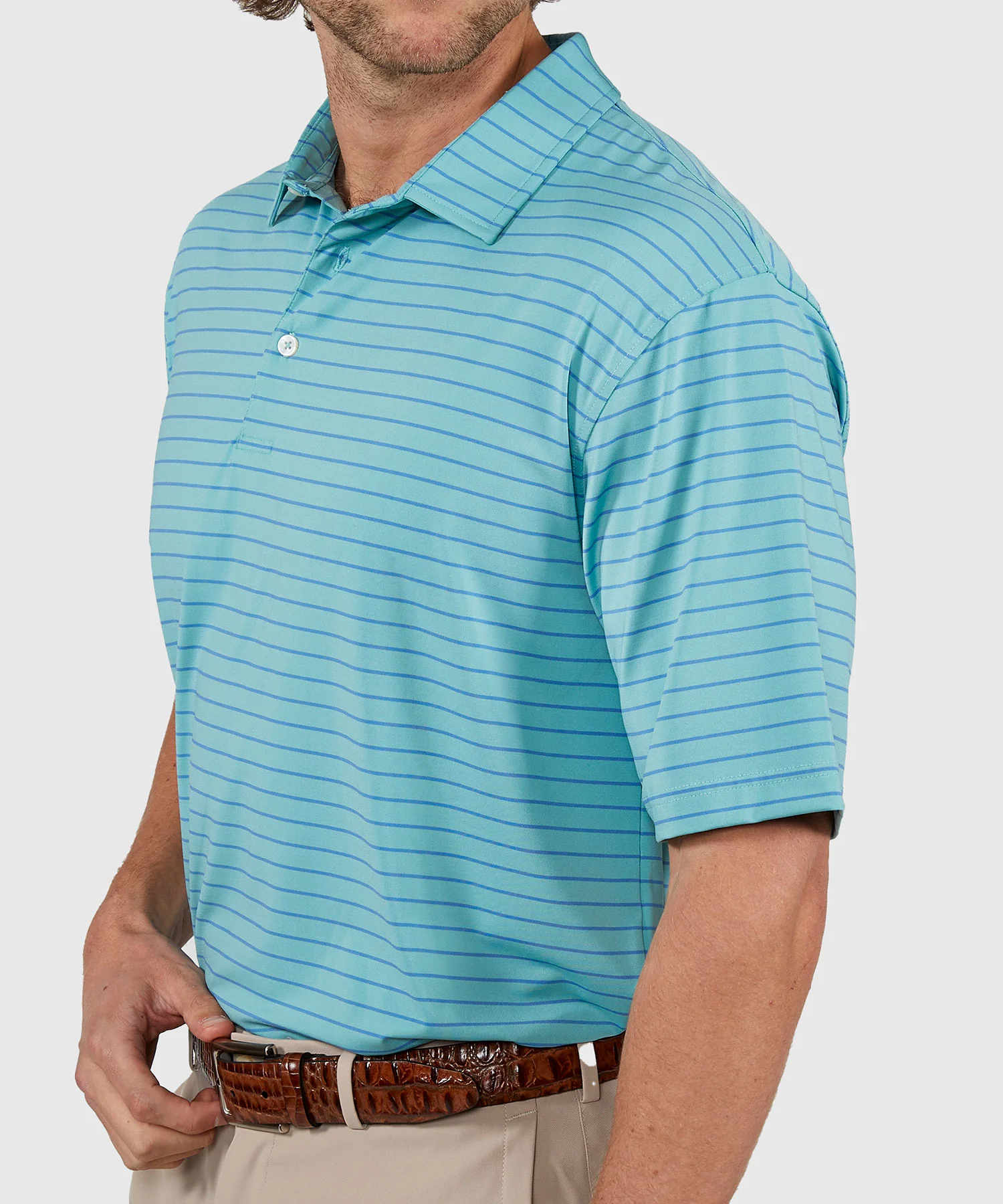 Westport Lifestyle Short Sleeve Stripe Polo Knit Shirt - Image 7