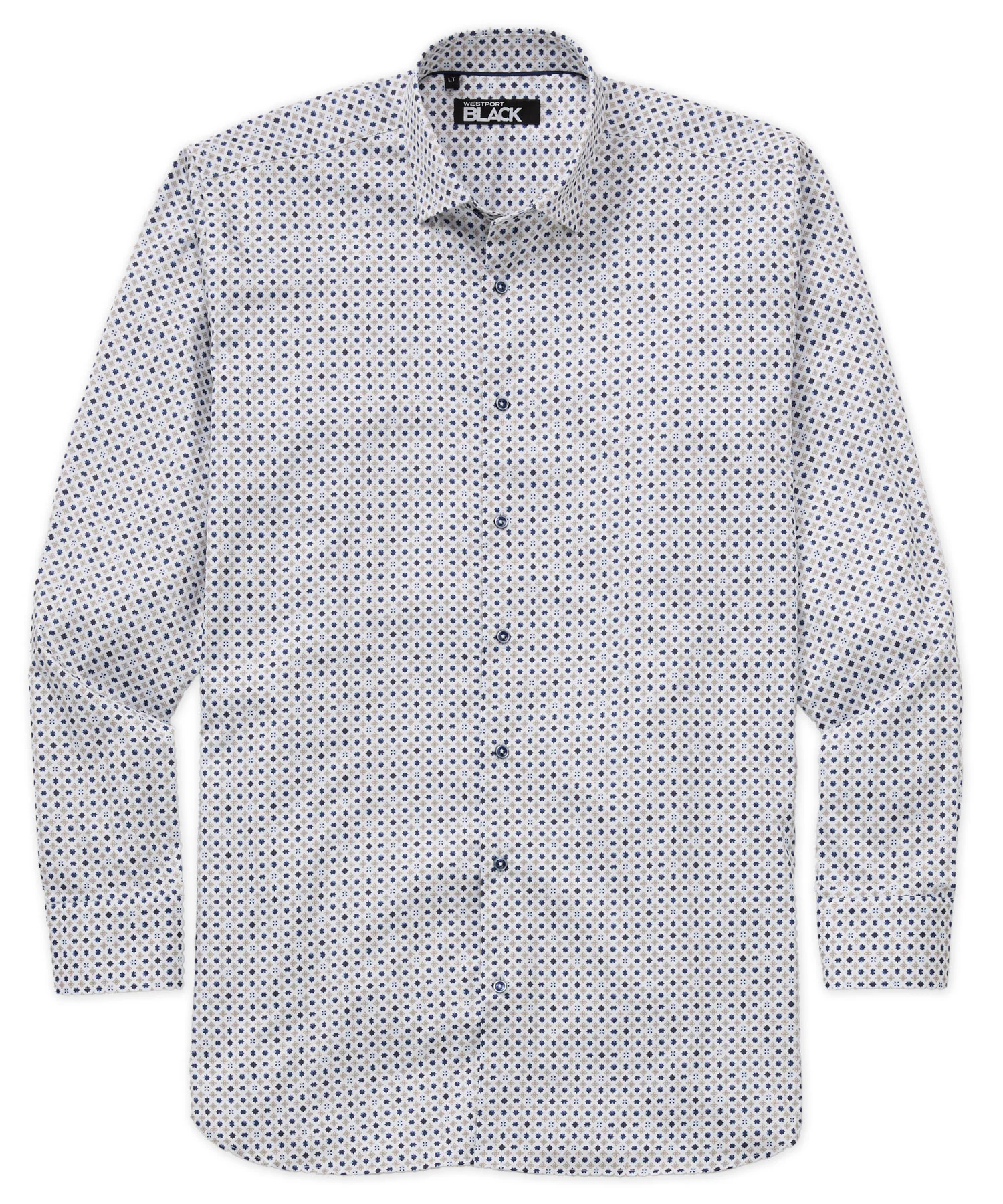 Westport Black Long Sleeve Spread Collar Multi Geo Print Sport Shirt