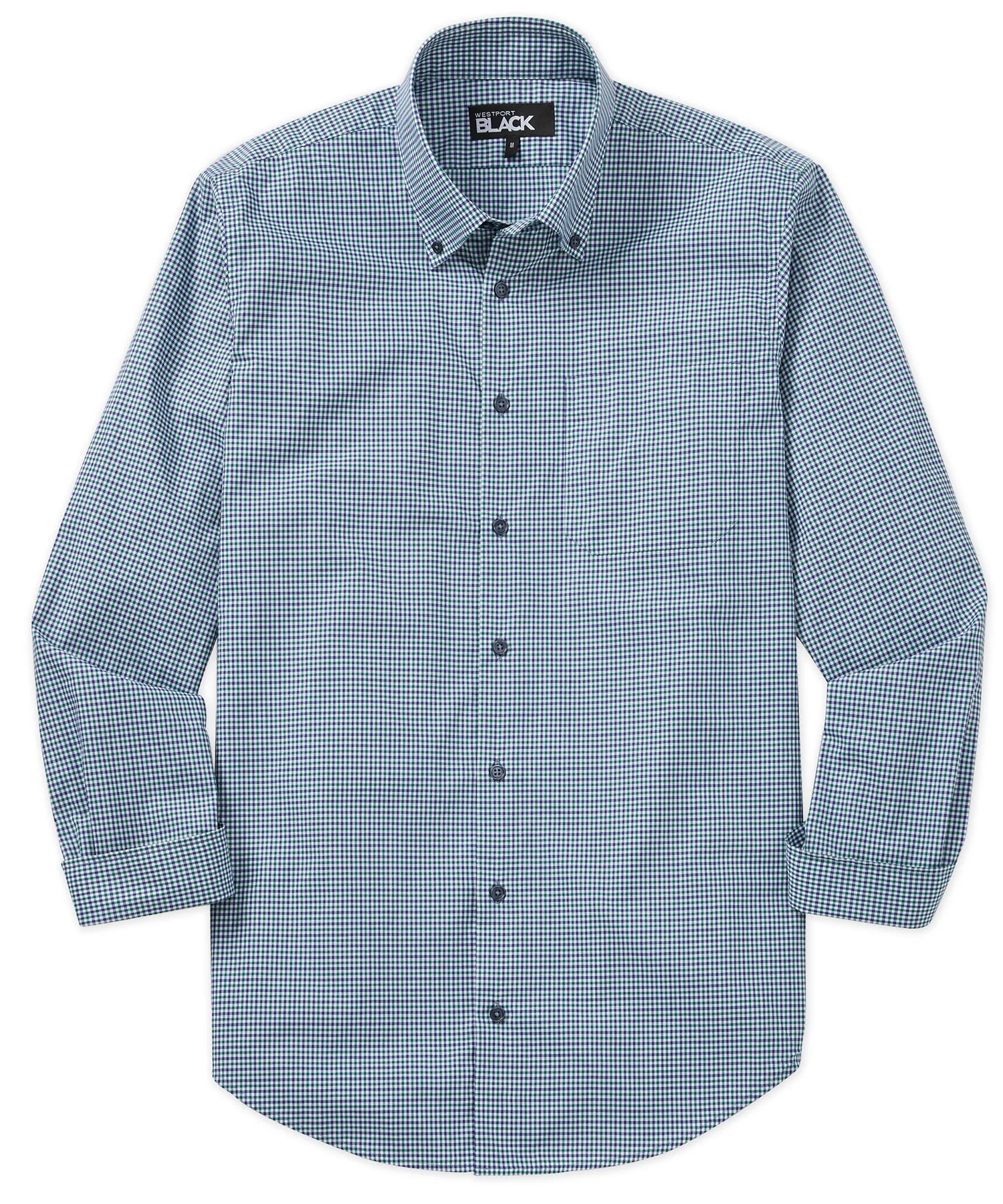 Westport Black Long Sleeve Button-Down Gingham Sport Shirt - Image 12