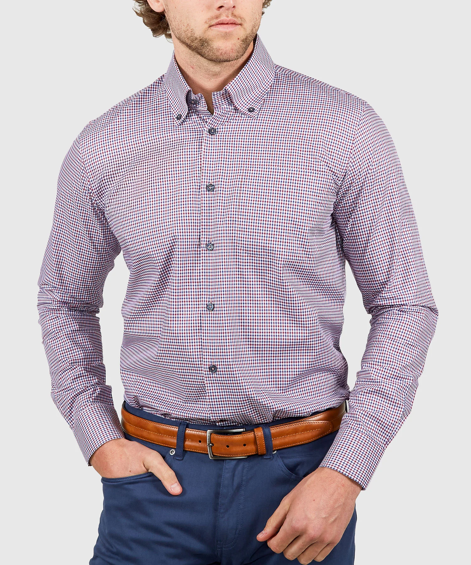 Westport Black Long Sleeve Button-Down Gingham Sport Shirt - Image 17