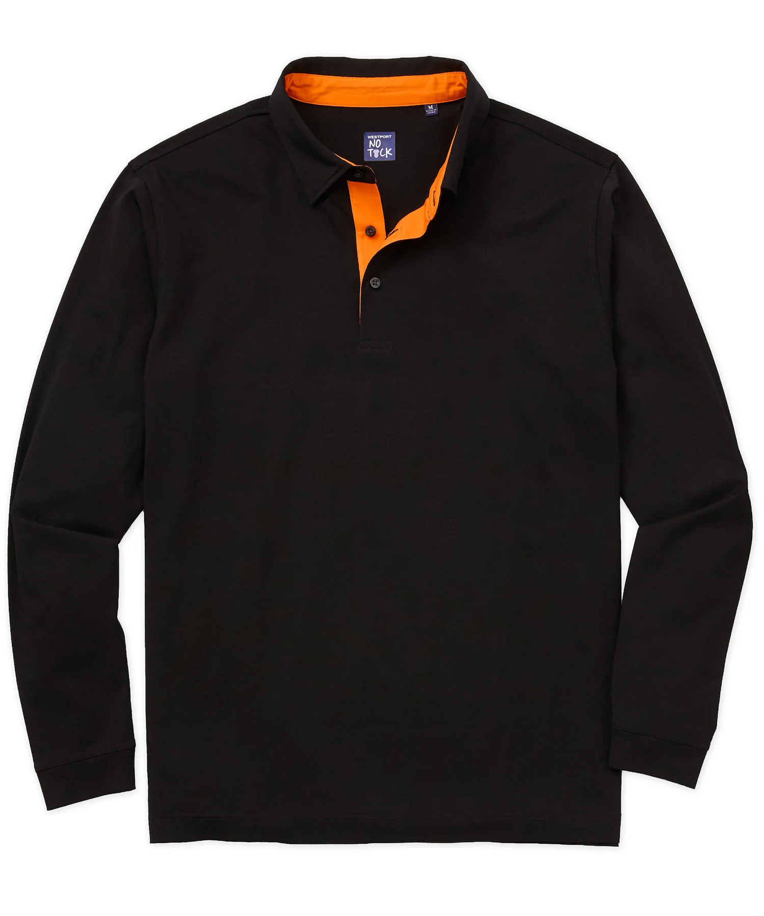 Westport No-Tuck Long Sleeve Stretch Cotton Contrast Trim Placket Polo - Image 4