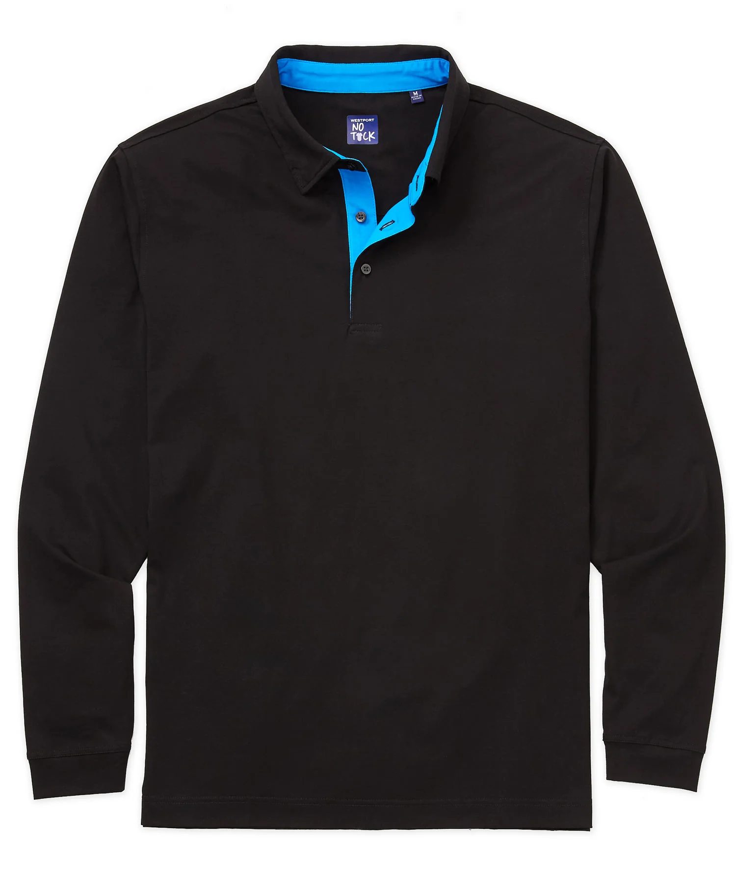 Westport No-Tuck Long Sleeve Stretch Cotton Contrast Trim Placket Polo - Image 5