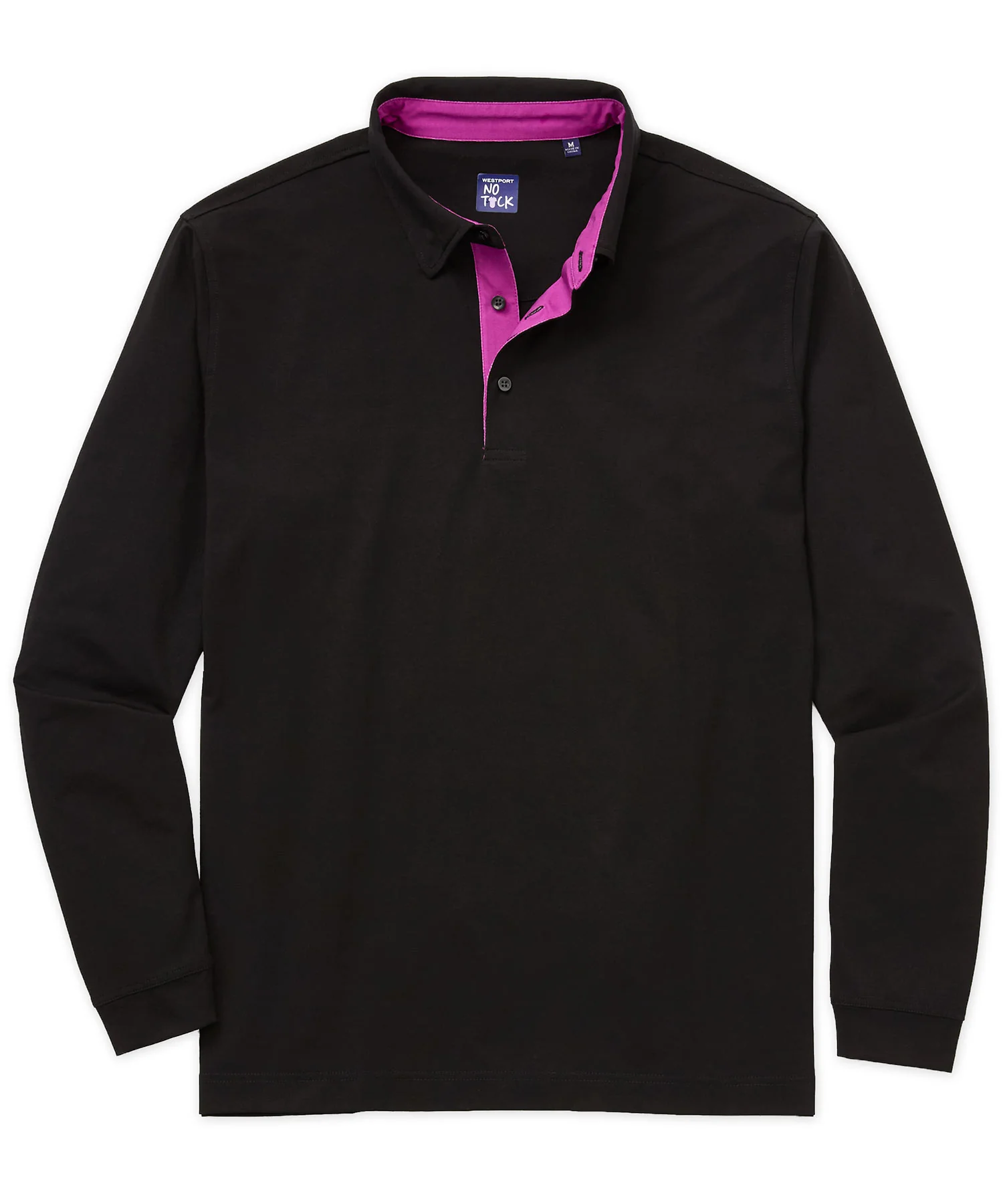 Westport No-Tuck Long Sleeve Stretch Cotton Contrast Trim Placket Polo - Image 6