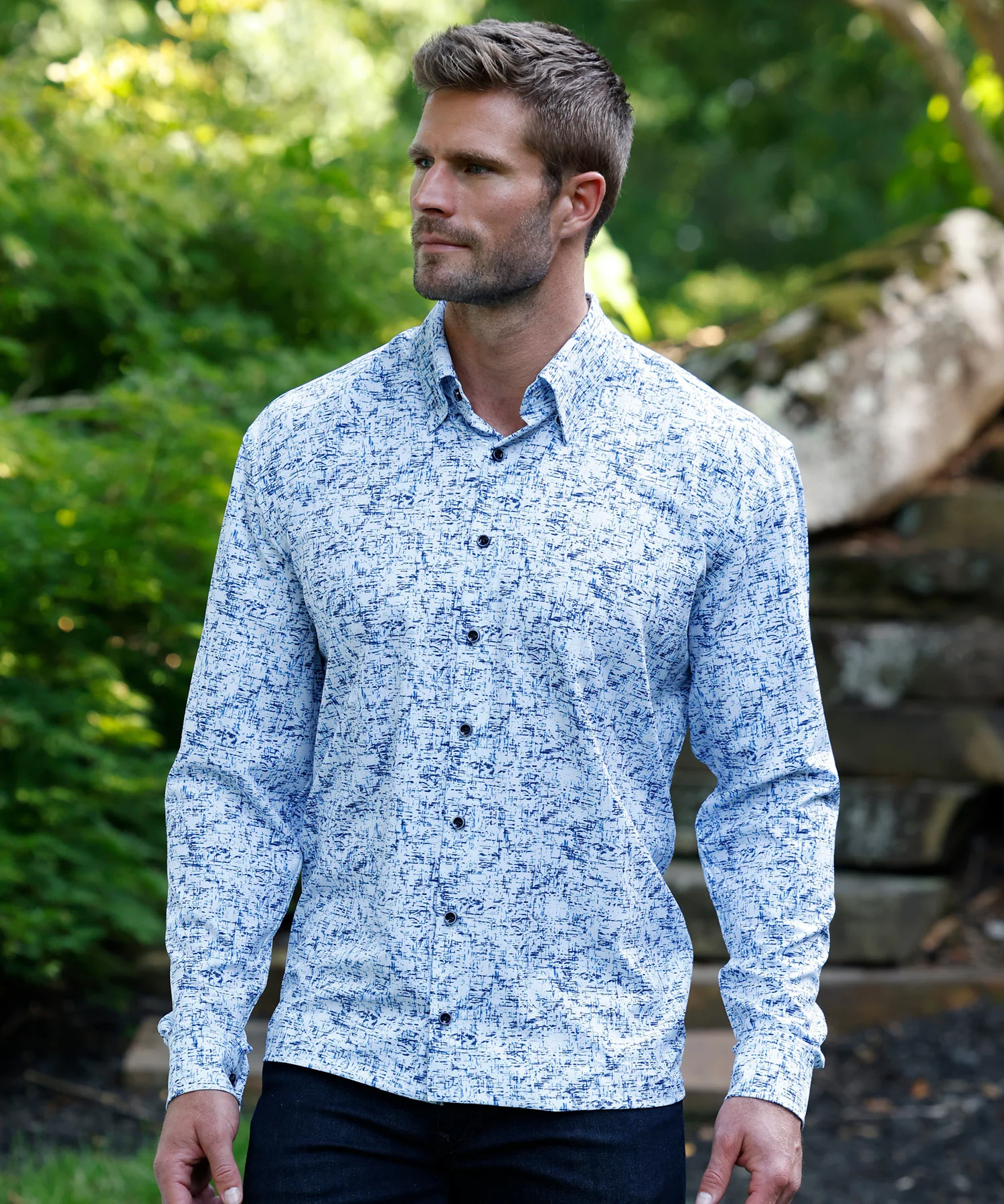 Westport No-Tuck Long Sleeve Button Under Spread Collar Stretch Performance 'Kinetic' Sport Shirt - Image 2