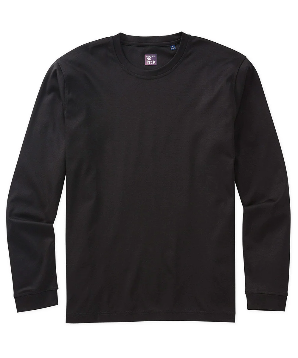 Westport No-Tuck Long Sleeve Stretch Cotton Crew Neck T-Shirt - Image 3