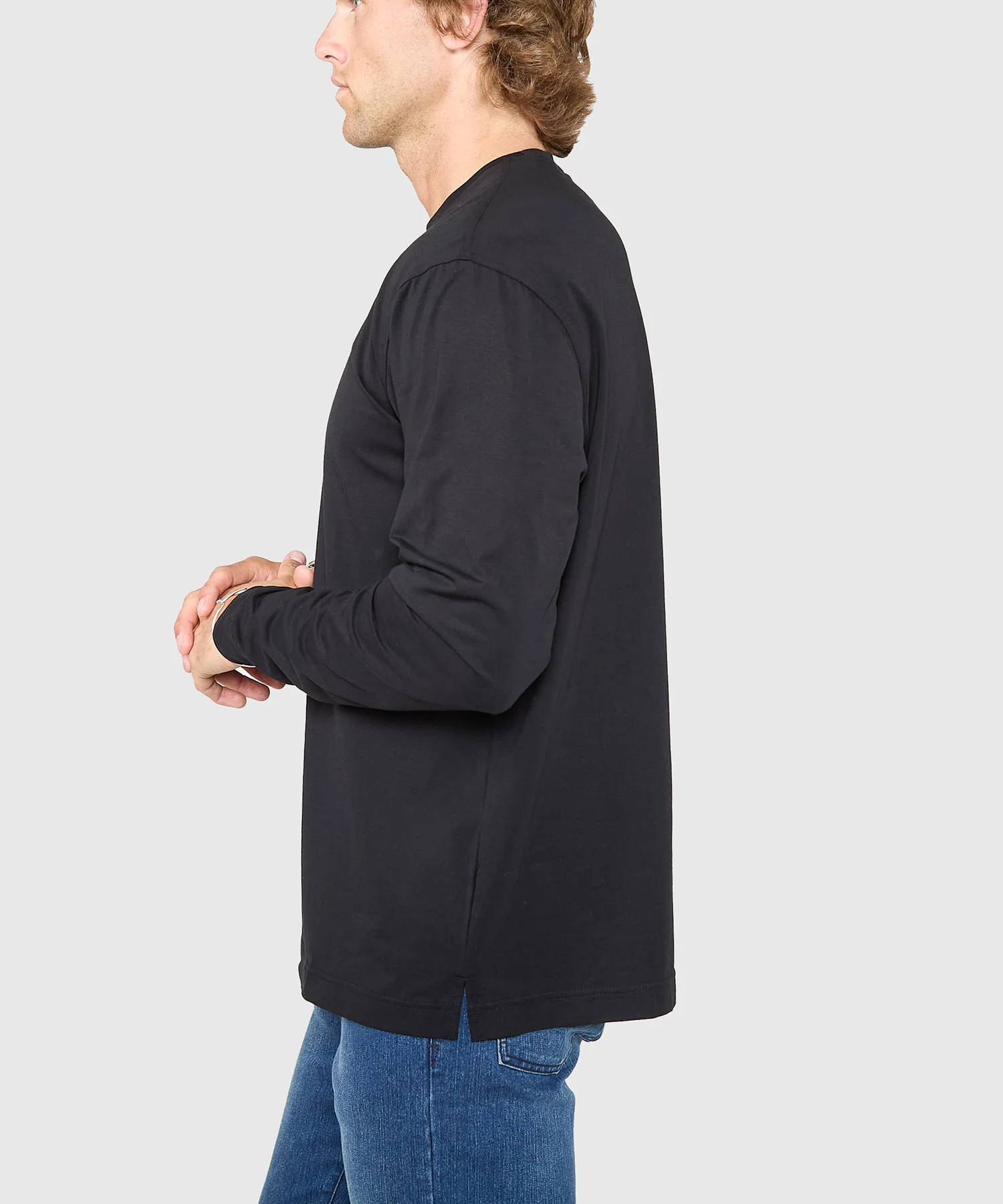 Westport No-Tuck Long Sleeve Stretch Cotton Crew Neck T-Shirt - Image 4
