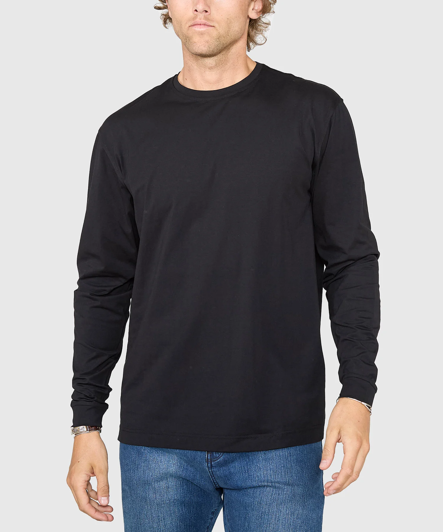Westport No-Tuck Long Sleeve Stretch Cotton Crew Neck T-Shirt - Image 5