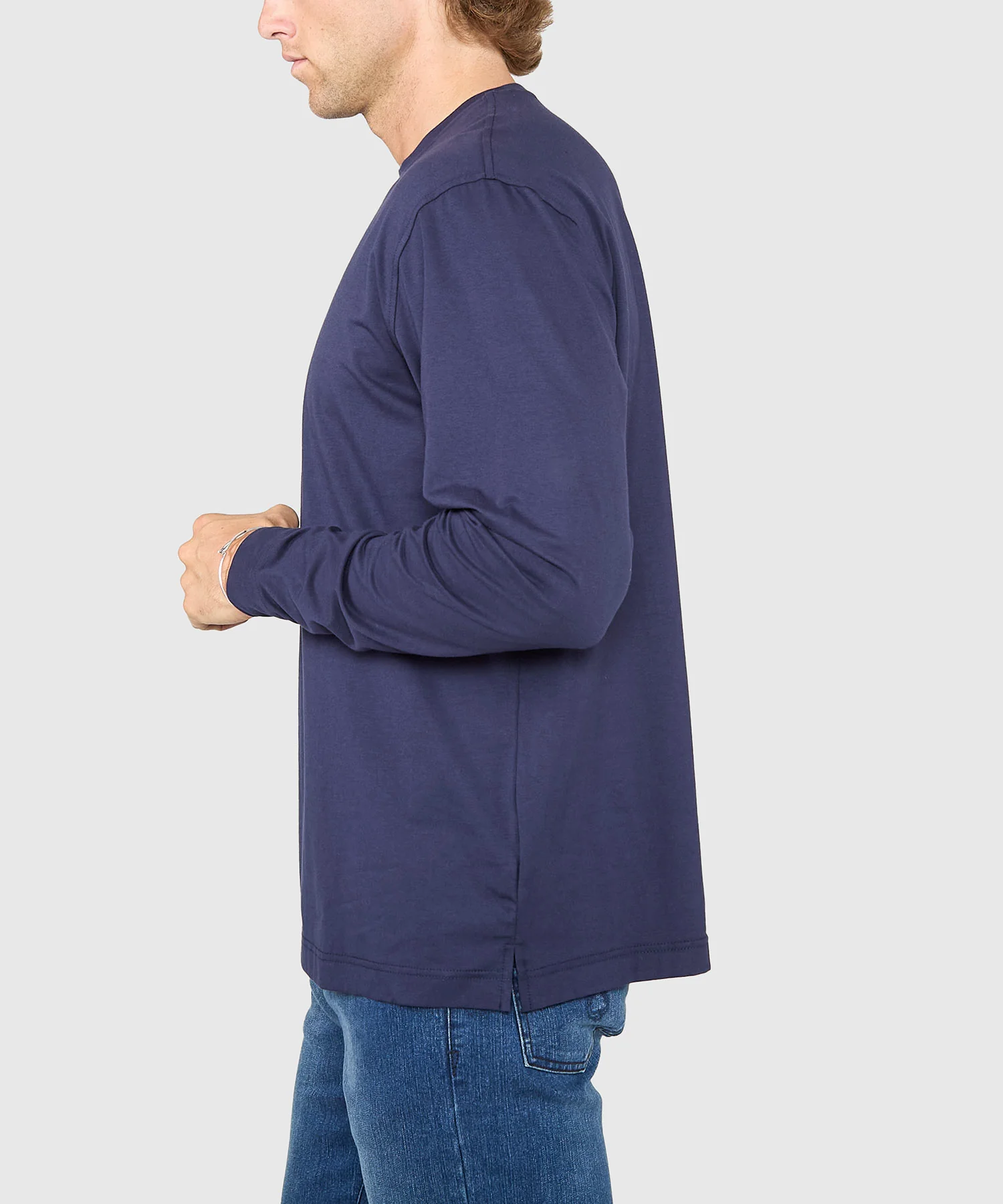 Westport No-Tuck Long Sleeve Stretch Cotton Crew Neck T-Shirt - Image 8