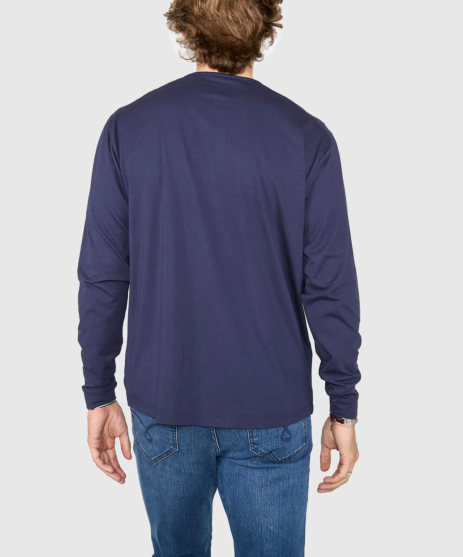Westport No-Tuck Long Sleeve Stretch Cotton Crew Neck Henley - Image 11