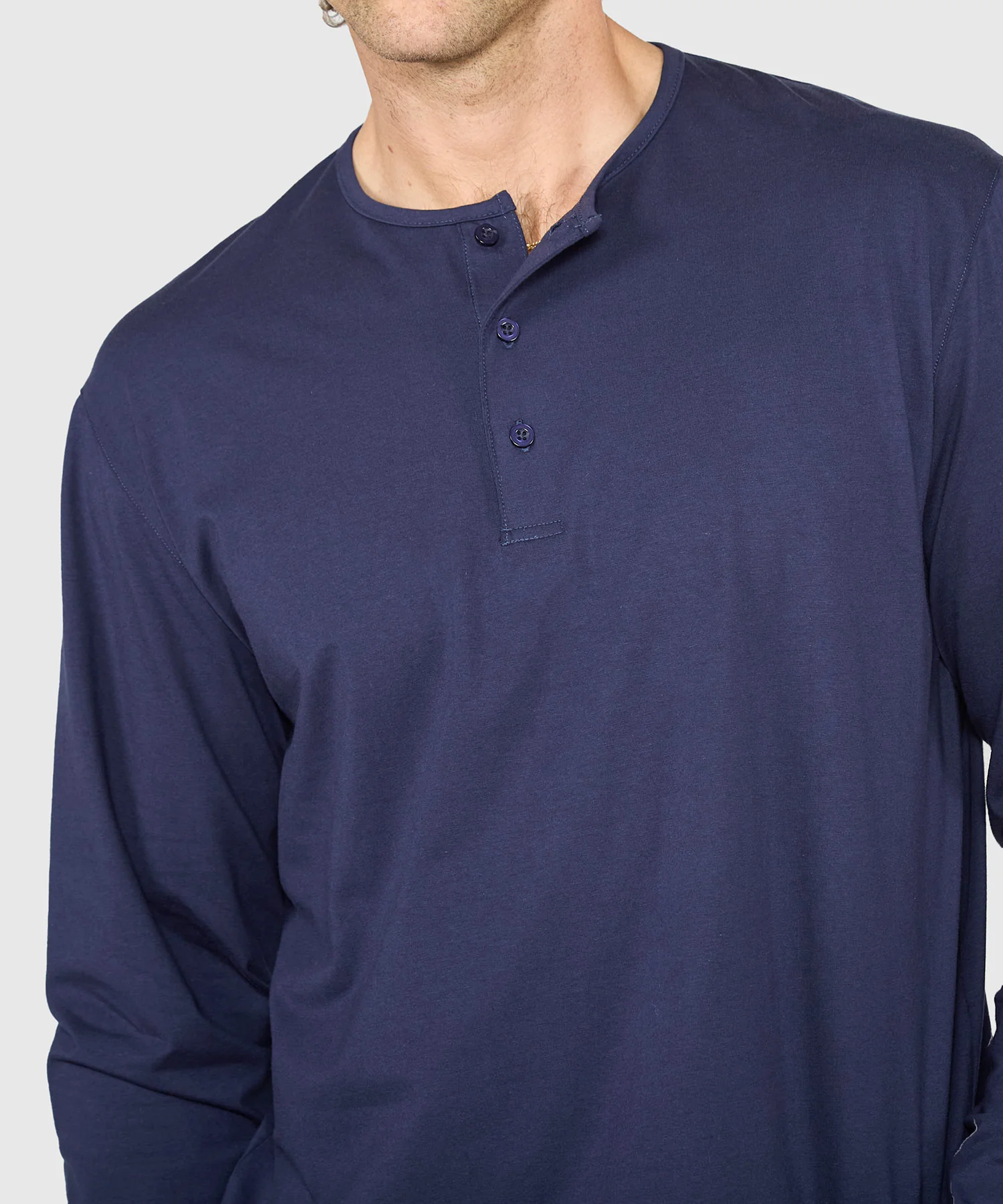 Westport No-Tuck Long Sleeve Stretch Cotton Crew Neck Henley - Image 13