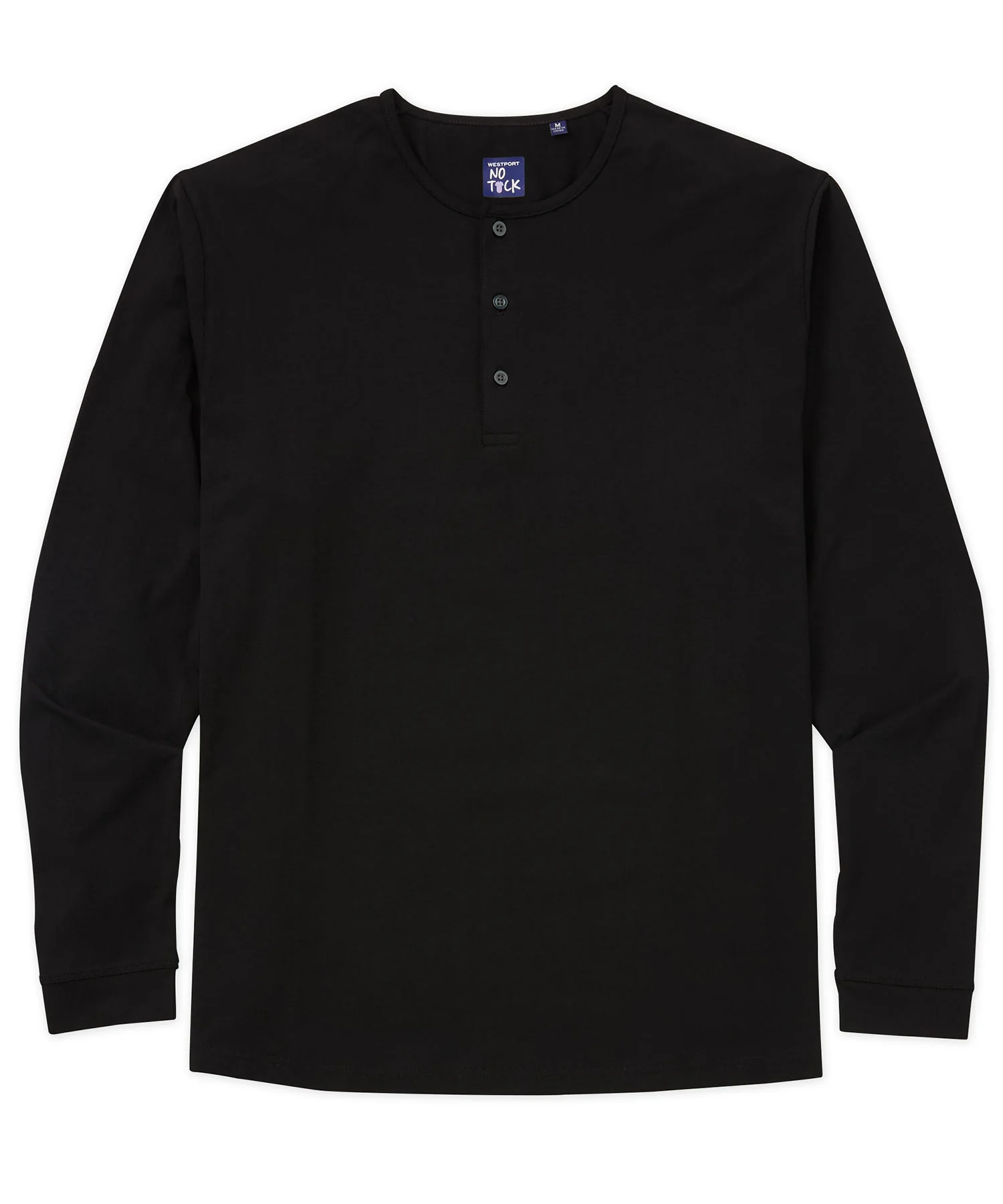 Westport No-Tuck Long Sleeve Stretch Cotton Crew Neck Henley - Image 4