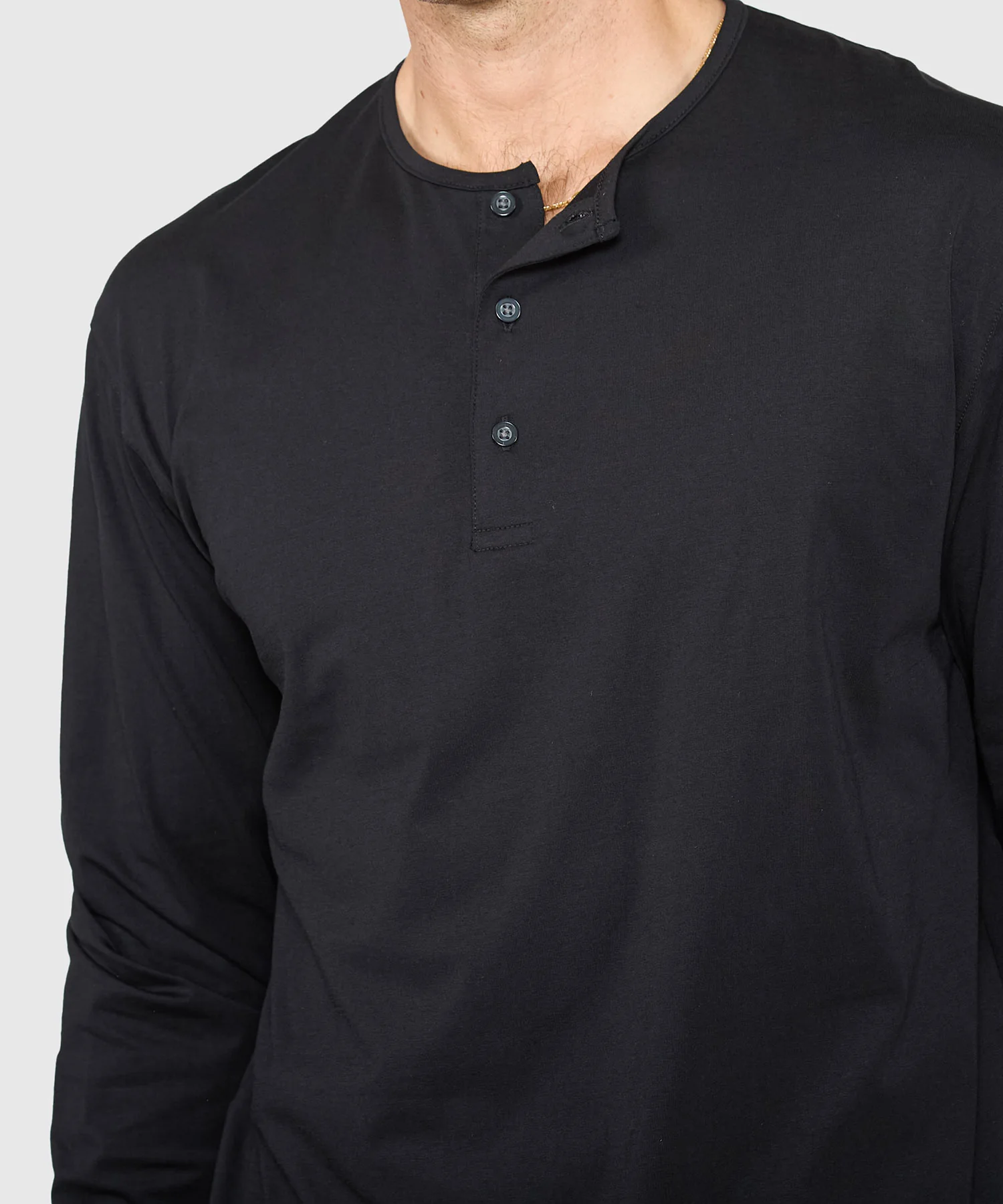 Westport No-Tuck Long Sleeve Stretch Cotton Crew Neck Henley - Image 5