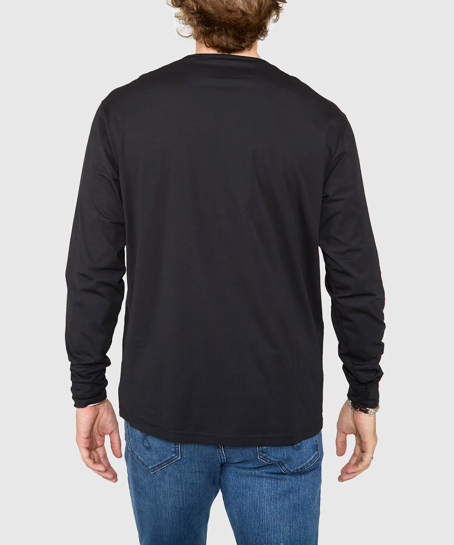 Westport No-Tuck Long Sleeve Stretch Cotton Crew Neck Henley - Image 6