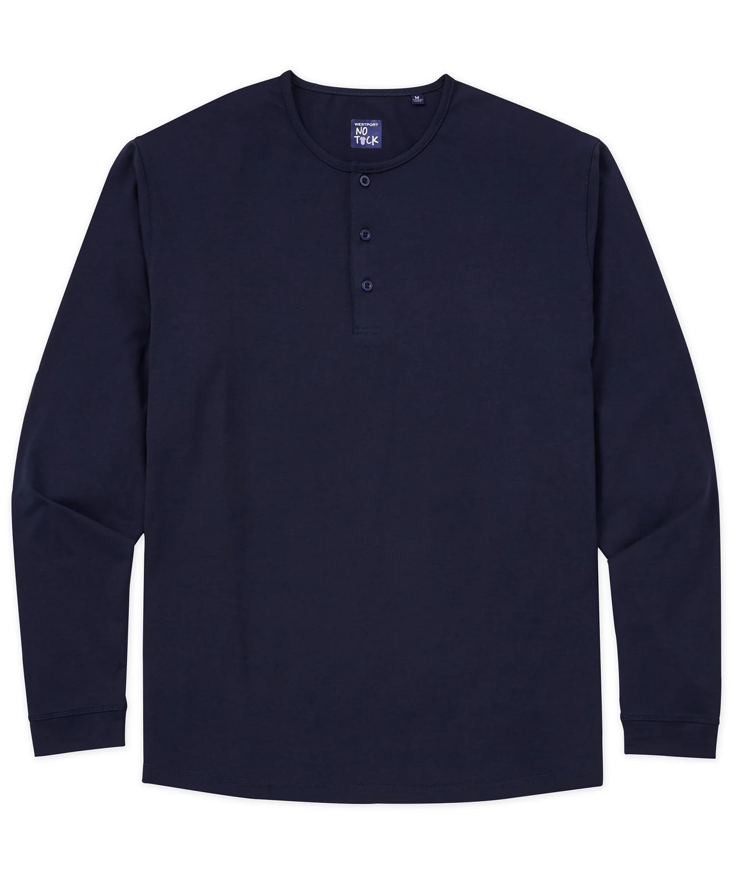 Westport No-Tuck Long Sleeve Stretch Cotton Crew Neck Henley - Image 9