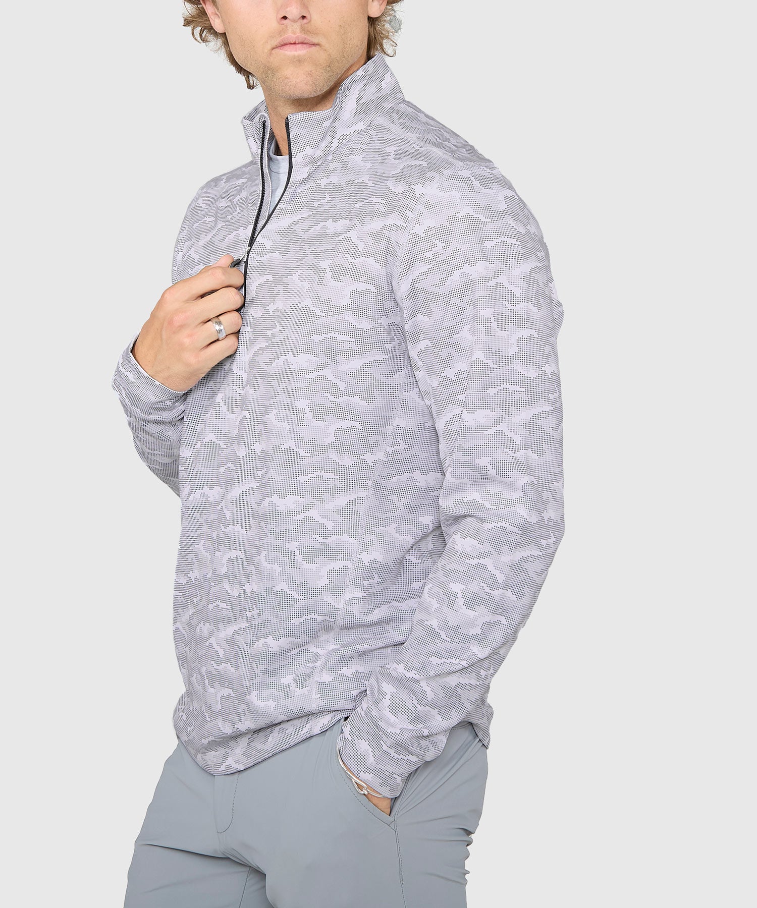 Cutter & Buck Traverse Camo Print Stretch Quarter Zip Pullover - Image 3