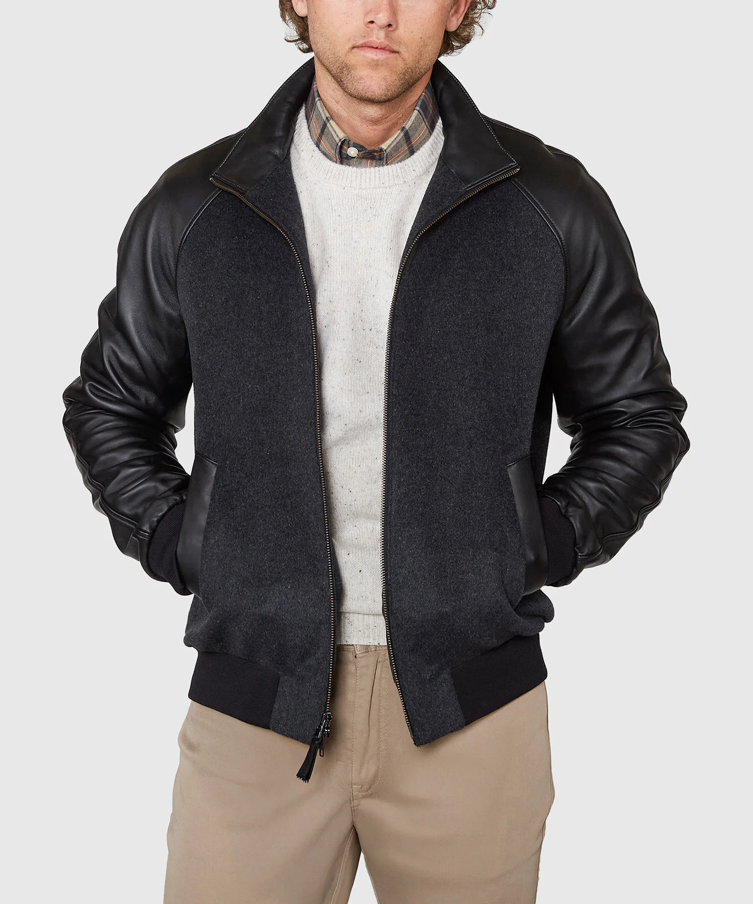 Westport Black Cashmere & Lambskin Bomber Jacket - Image 3