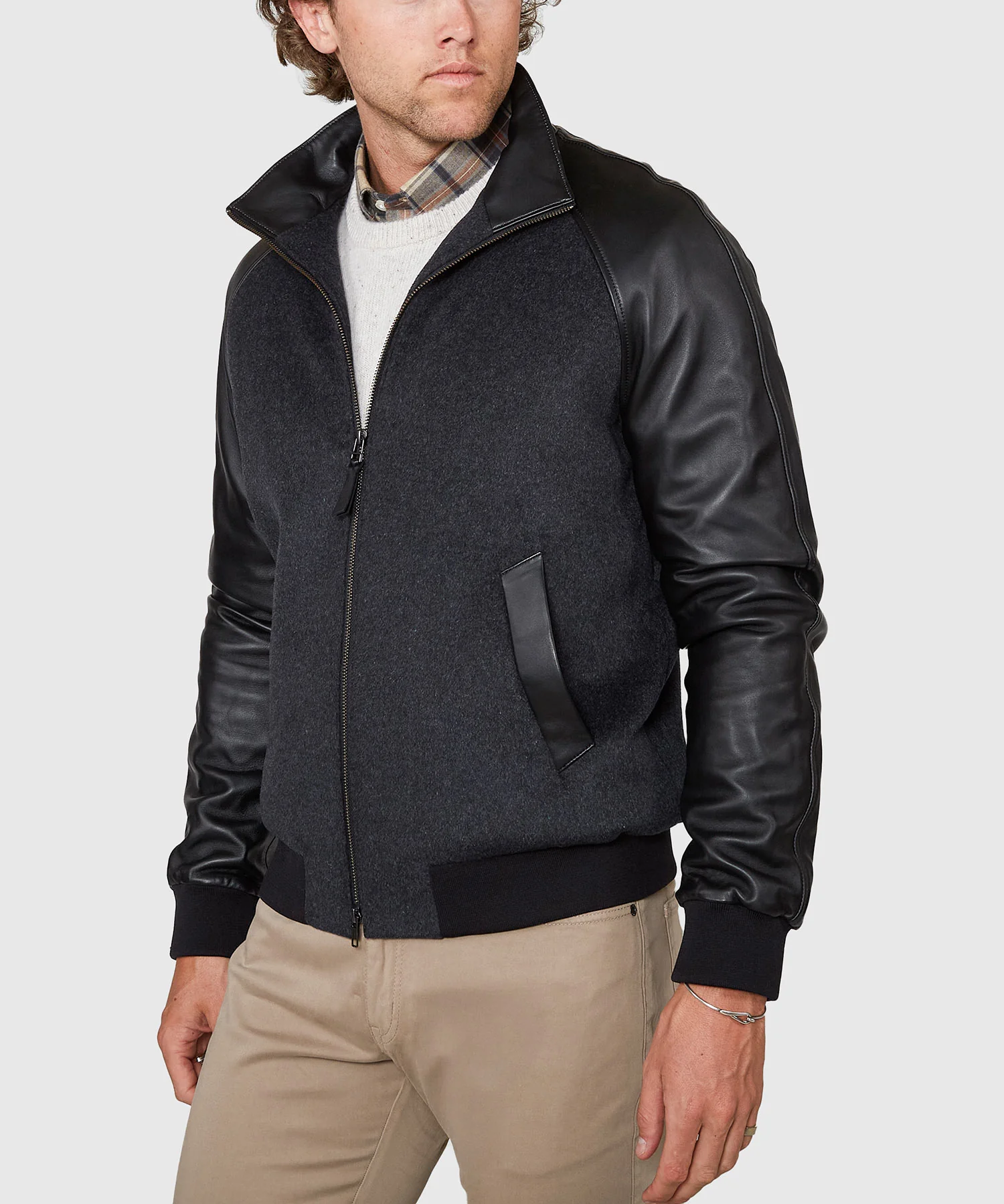 Westport Black Cashmere & Lambskin Bomber Jacket - Image 6