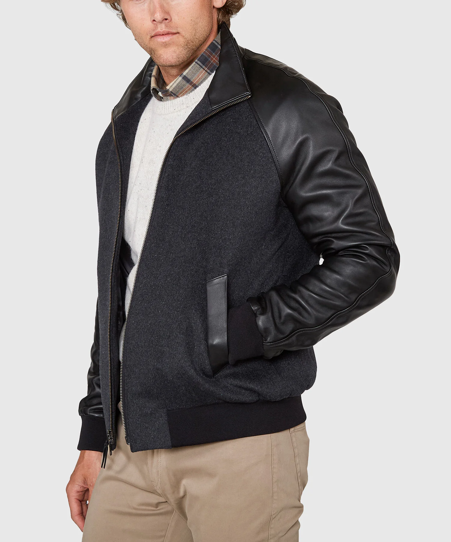 Westport Black Cashmere & Lambskin Bomber Jacket - Image 7