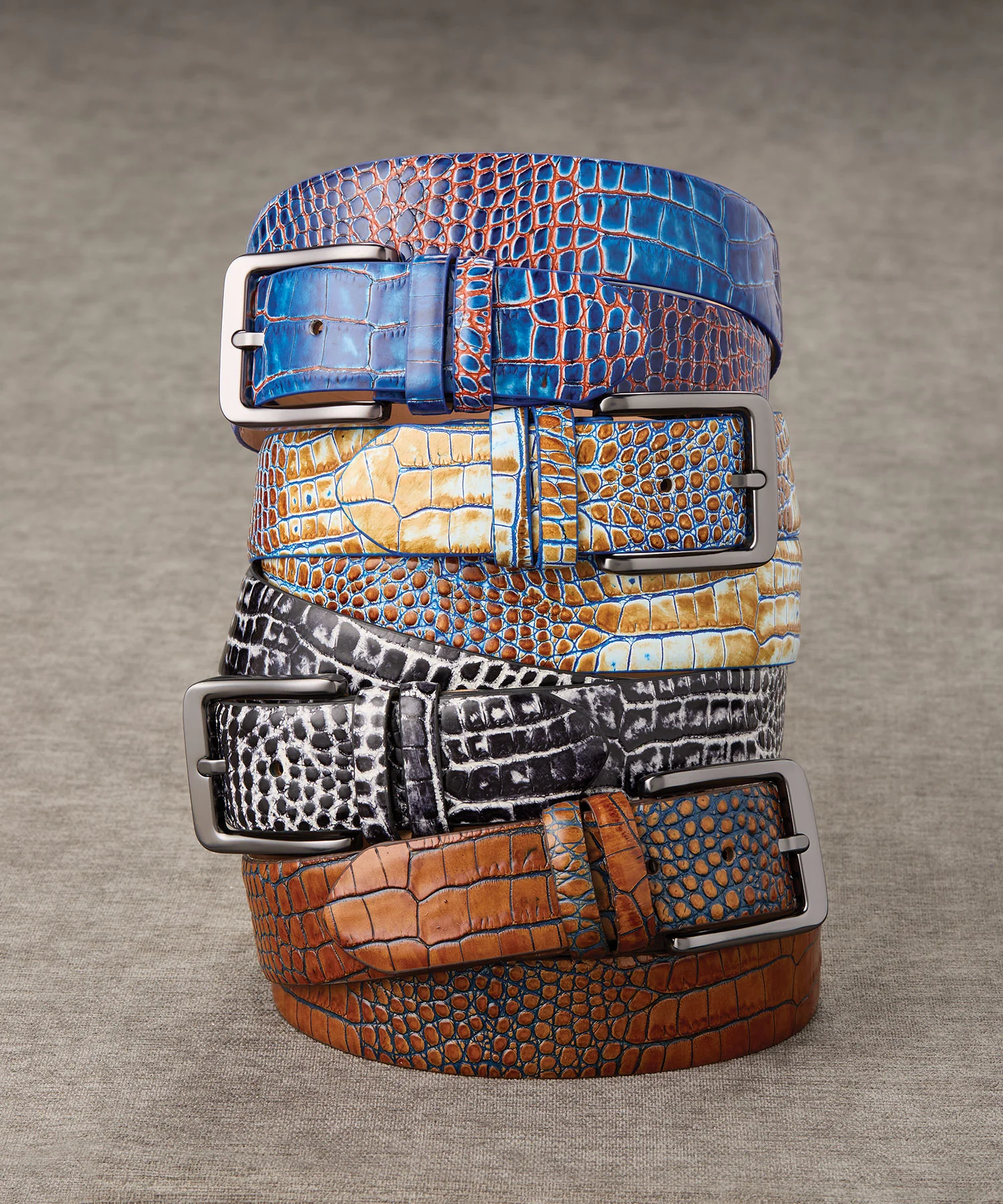 Westport Black Bi-Color Croc Embossed Calf Belt - Image 2