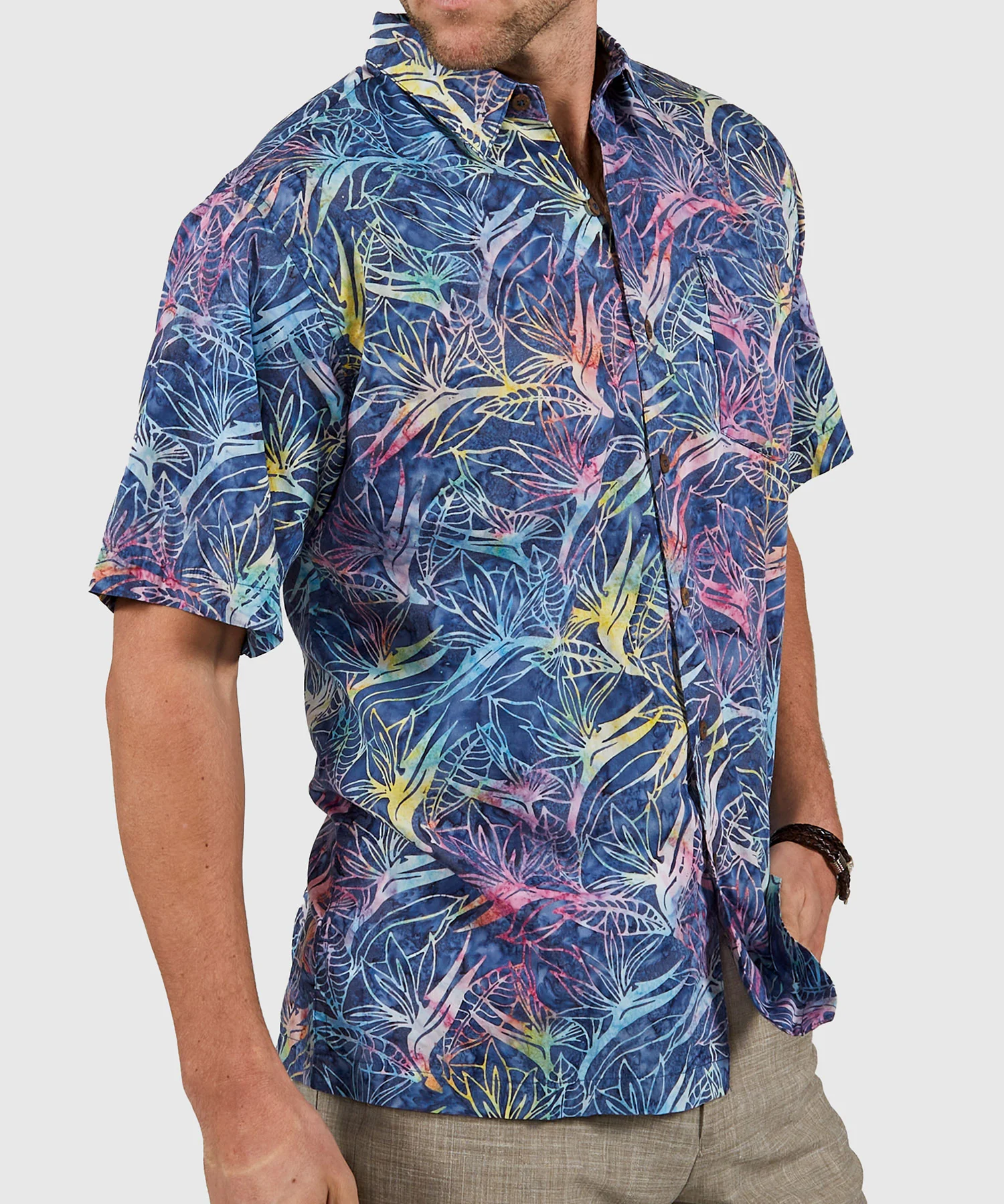 Westport Black Short Sleeve Batik Print Camp Shirt - Image 3