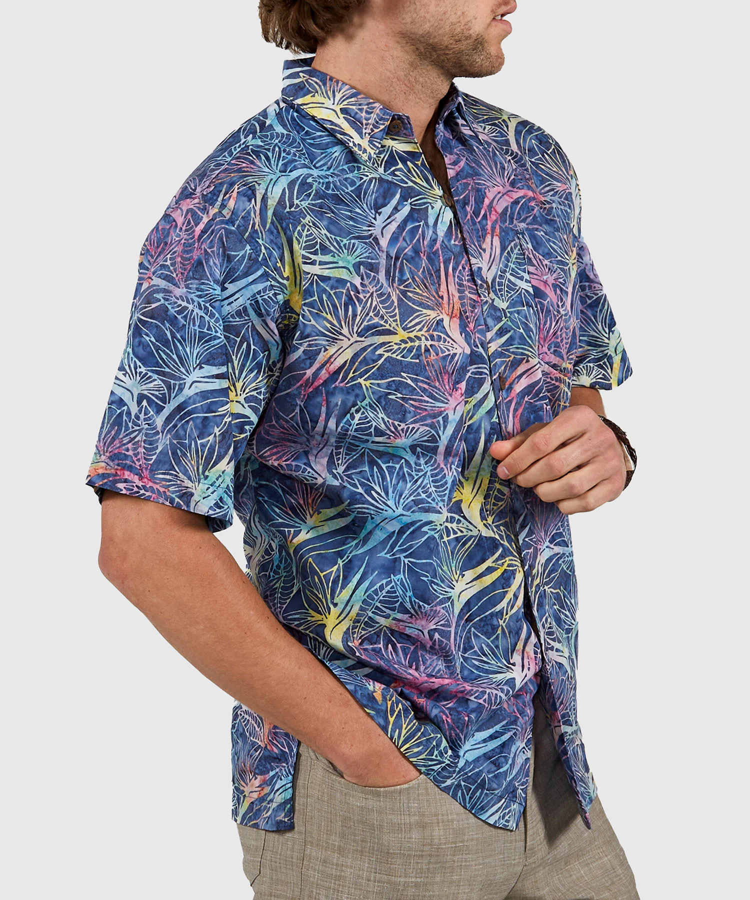 Westport Black Short Sleeve Batik Print Camp Shirt - Image 4